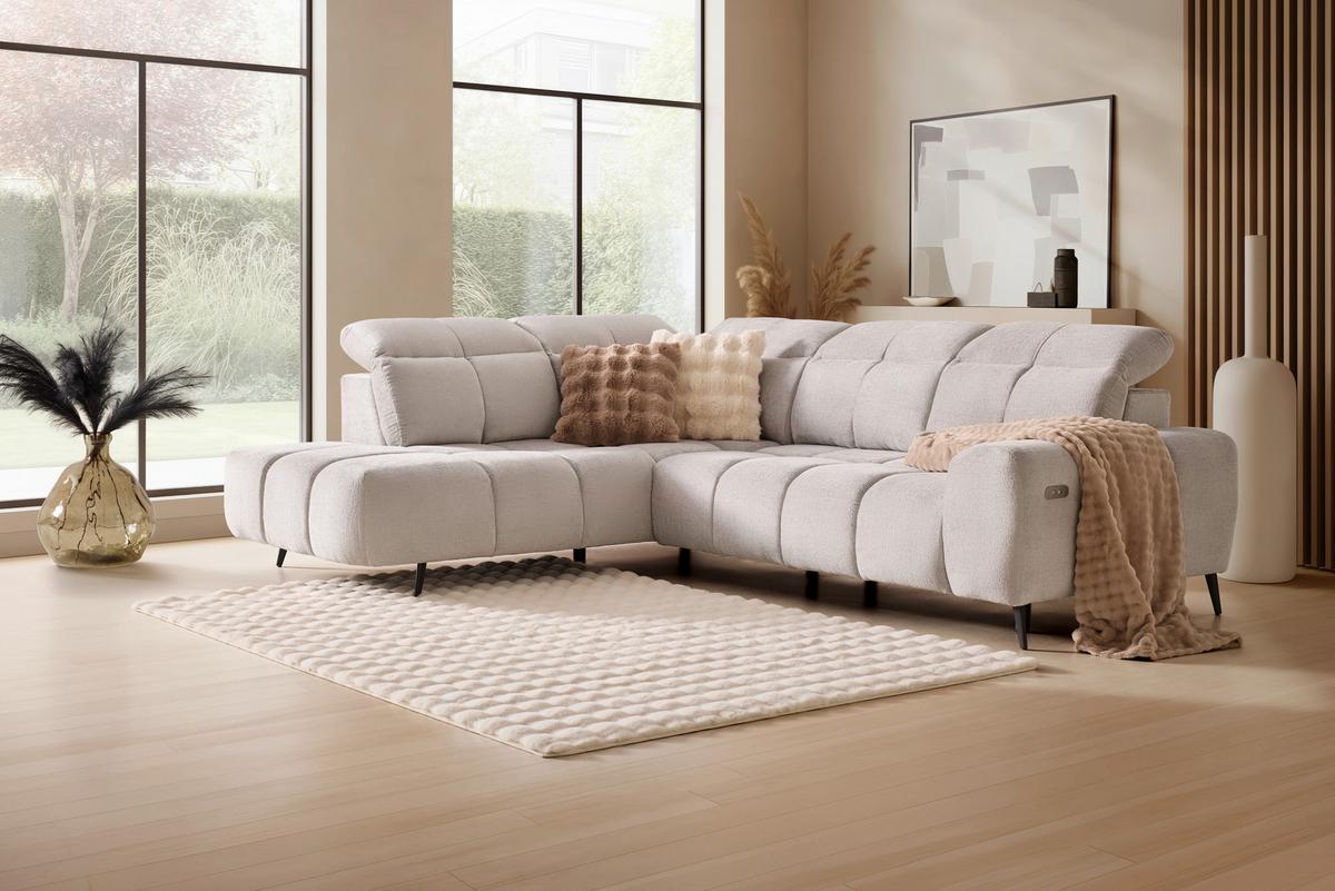 Kutna Garnitura Silvio - svijetlo siva/crna, Moderno, tekstil/metal (225/85-105/275cm) - Mömax