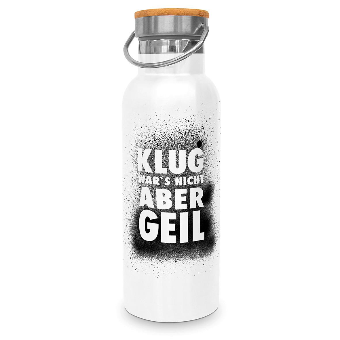 Thermosflasche Klug wars nicht ca. 500ml - Schwarz/Weiß, Metall (22,5cm)