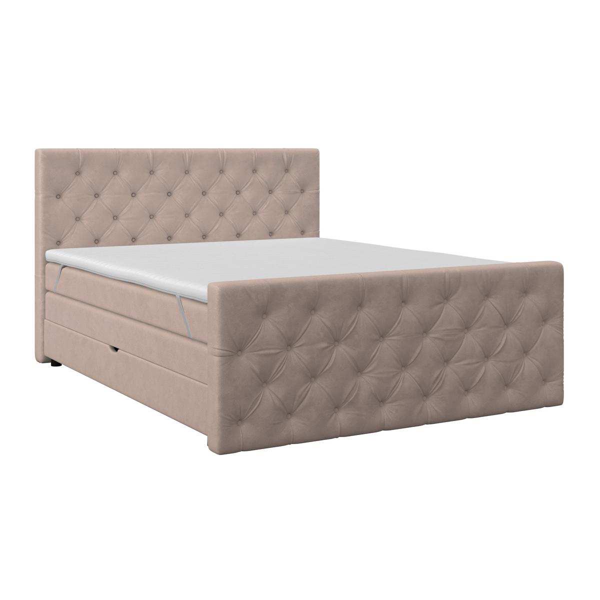 Boxspring Krevet Elio - bež/crna, Romantično / ladanjski, tekstil/plastika (160/200cm) - Modern Living
