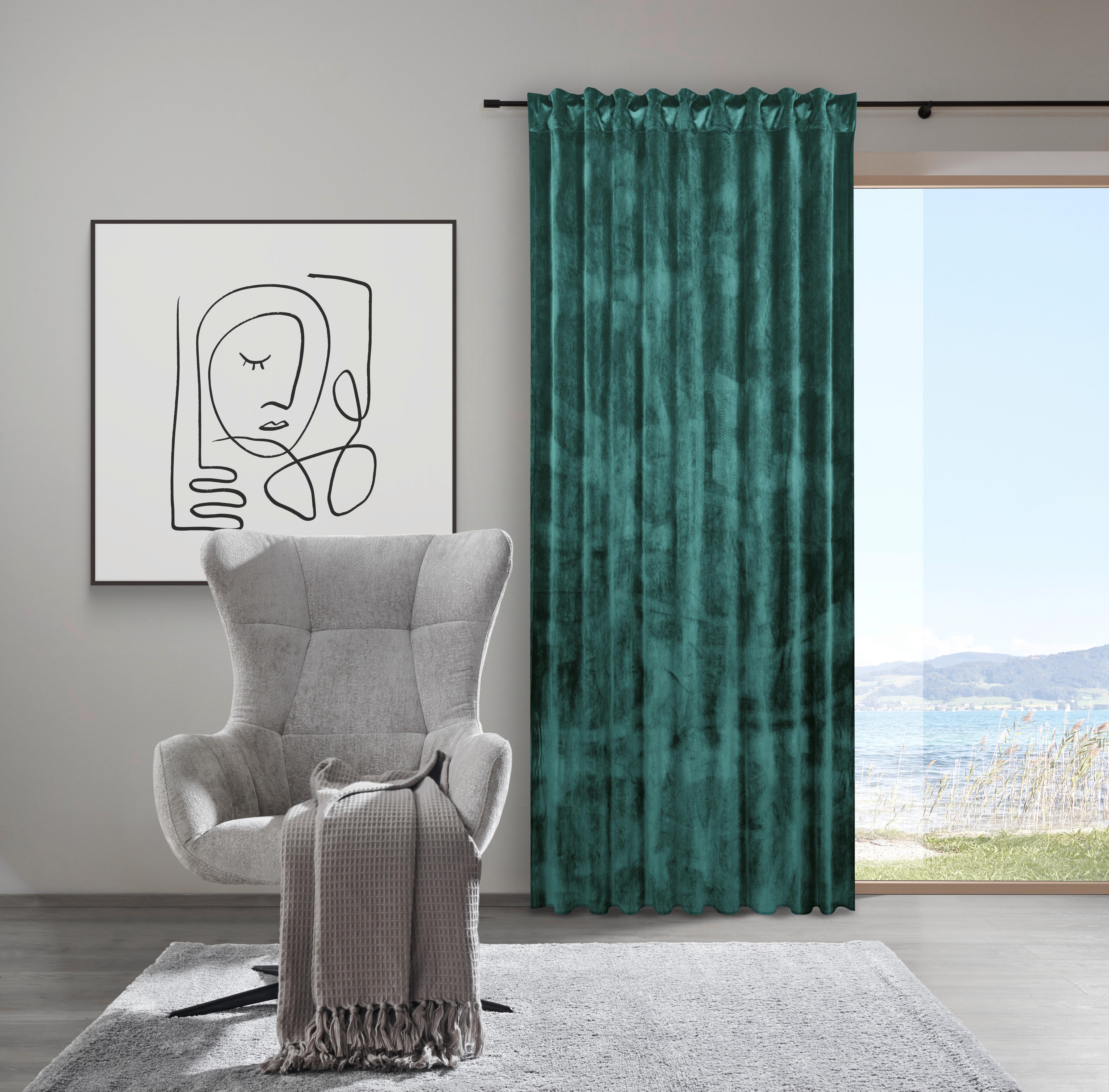 GARDINLÄNGD VIOLA - mörkgrön, Klassisk, textil (140/245cm) - Premium Living