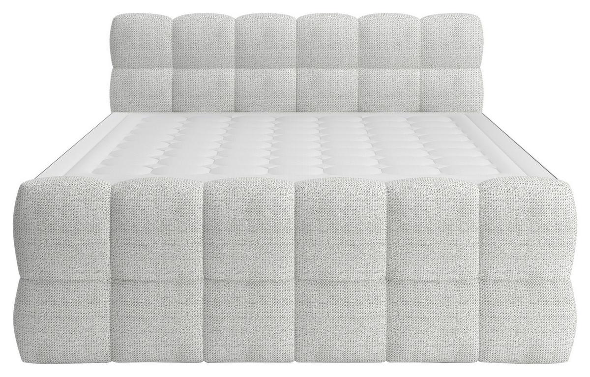 Boxspring Krevet Brisbane - sivo-bijela/crna, Trend, drvni materijal/drvo (140/200cm) - Premium Living