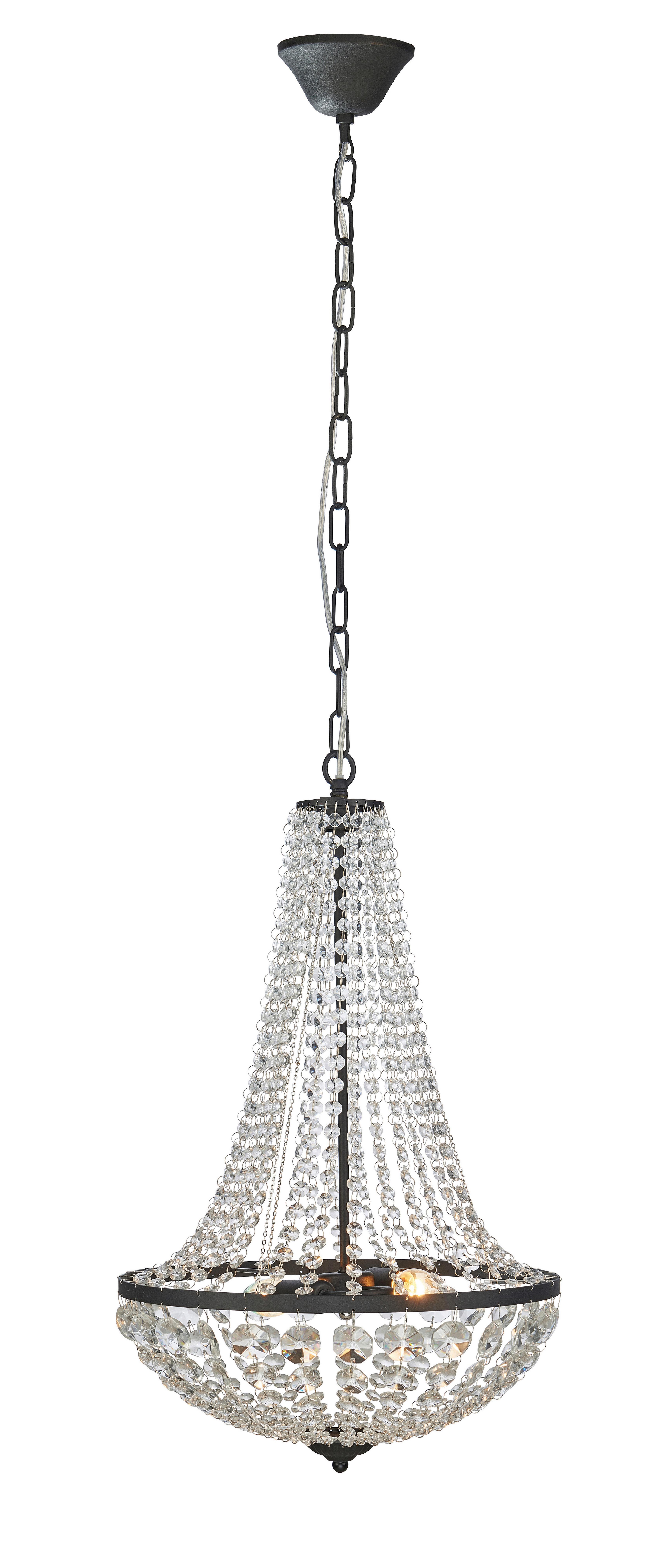 Kronleuchter Gränsö max. 40 Watt - Klar/Schwarz, Basics, Glas/Metall (40/40/64cm) - Markslöjd