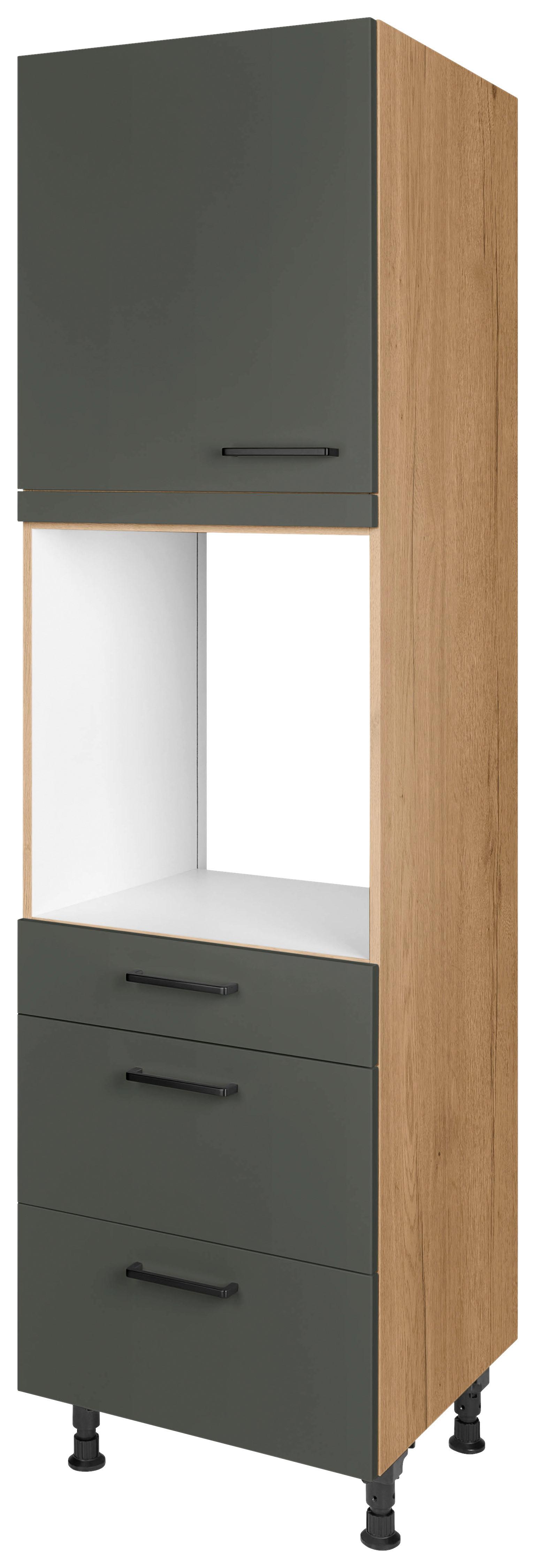 Geräteumbauschrank Easytouch Grün - Eichefarben/Schwarz, MODERN, Holzwerkstoff/Metall (60/216,6/58cm) - Nobilia