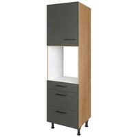 Geräteumbauschrank Easytouch Grün - Eichefarben/Schwarz, MODERN, Holzwerkstoff/Metall (60/216,6/58cm) - Nobilia