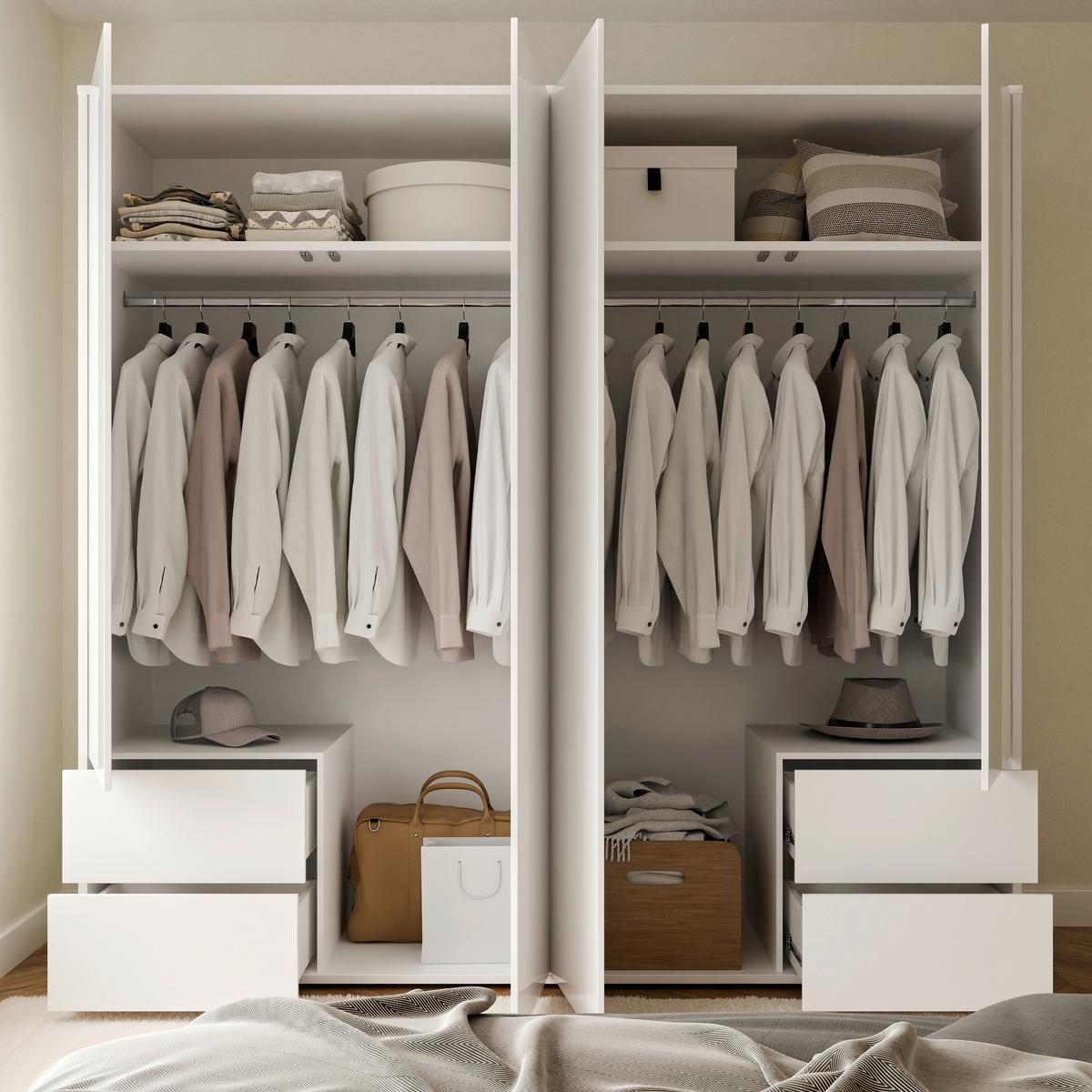Omara S Klasičnimi Vrati Alice, Bela - bela/visoki sijaj, Trend, leseni material (224/214/60cm) - Carryhome