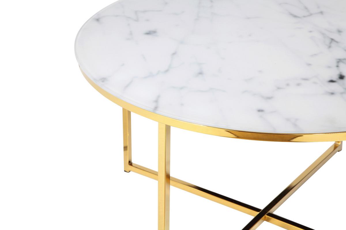 Klubska Miza Marble, Bela, Zlata - zlate barve/bela, Design, kovina/steklo (80/45cm) - Livetastic