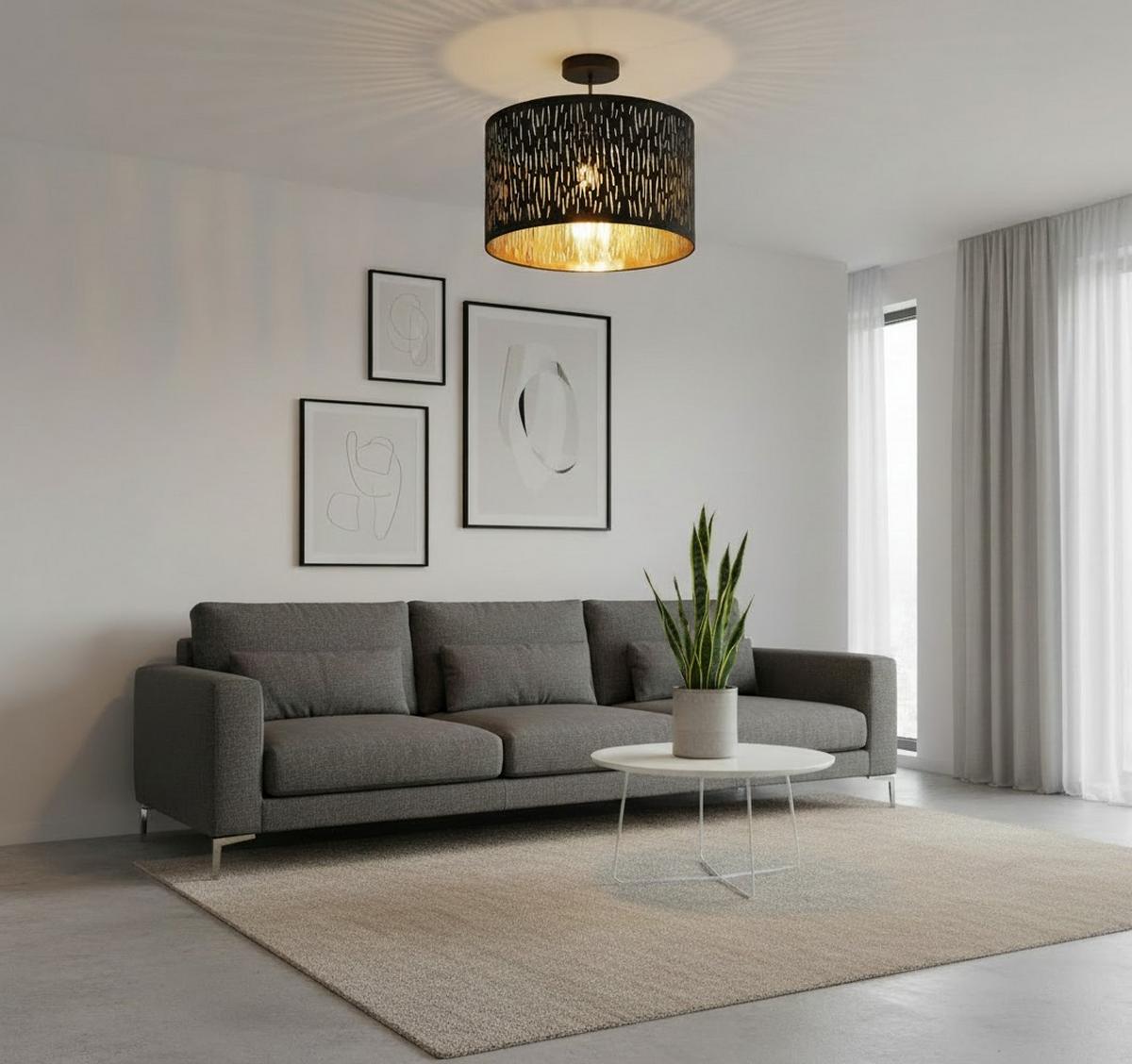 LAMPA SUFITOWA PANJA - czarny, Trend, tworzywo sztuczne/metal (40/30cm) - Novel