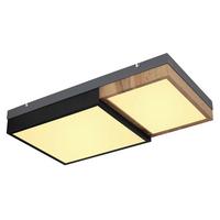 Stropna Led-svetilka Gundi, S Sijalko - črna/bela, Natur, kovina/umetna masa (65/35/9cm) - Globo
