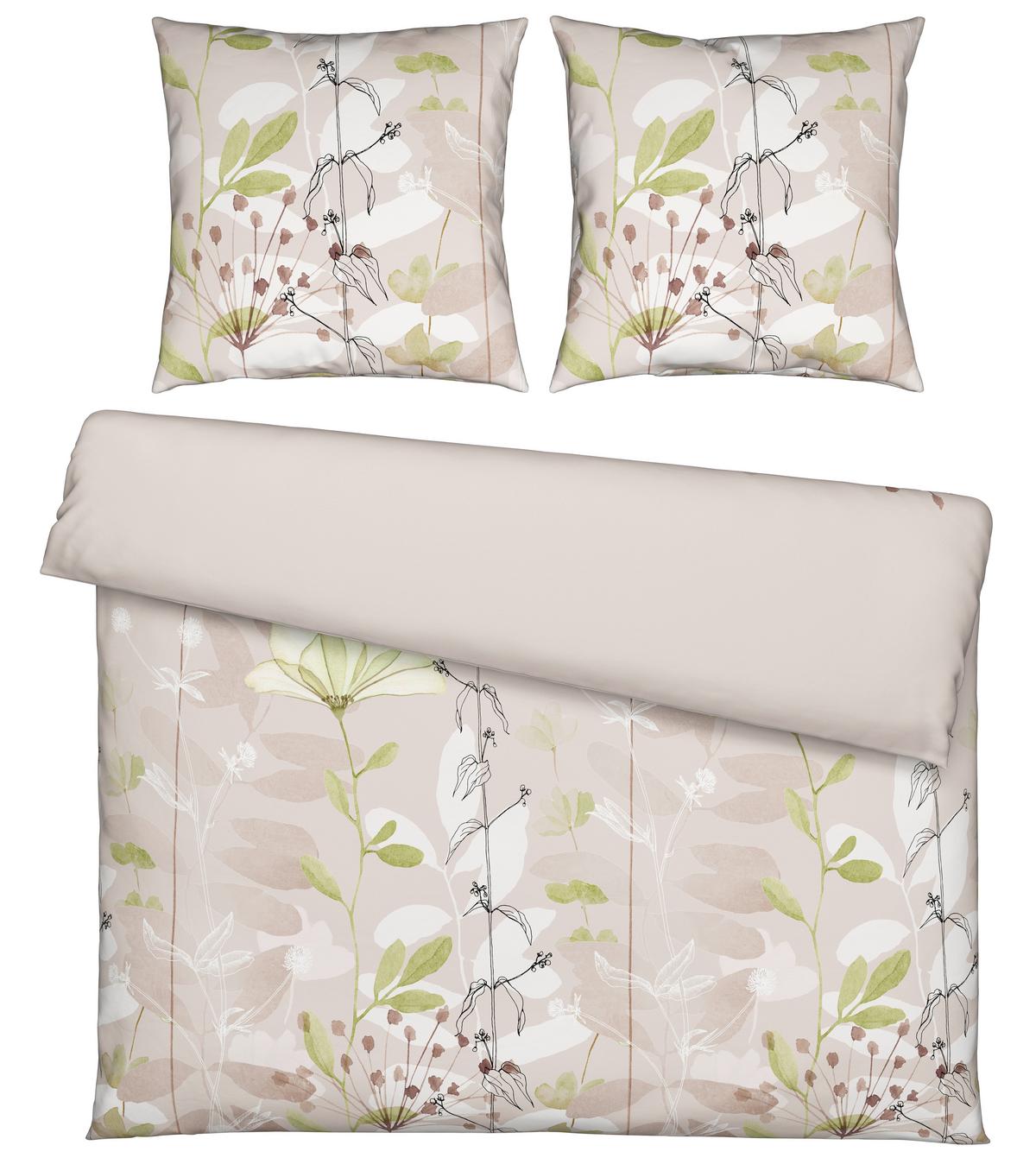 BETTWÄSCHESET LOALA XXL - Beige/Grün, Romantik / Landhaus, Textil (200/210cm) - Mömax
