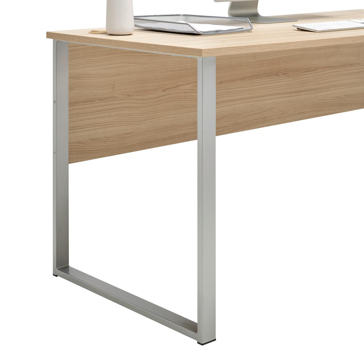 Schreibtisch Siena Eiche-/Silberfarben - Eichefarben/Silberfarben, MODERN, Holzwerkstoff (170/77/73cm) - Mömax