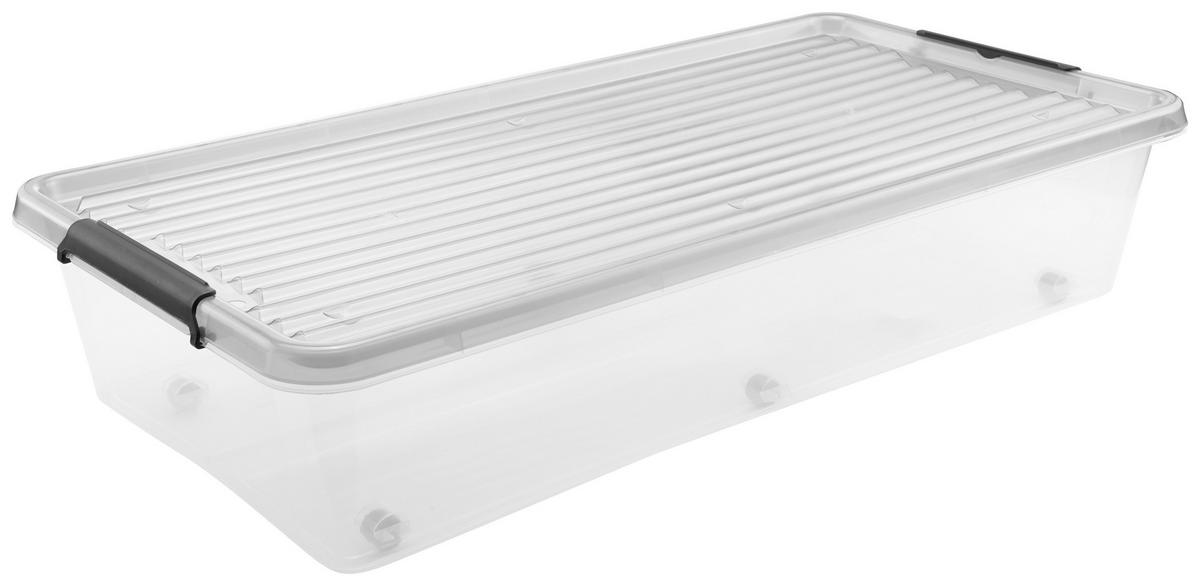 Unterbettroller Rita in Schwarz/Transparent ca. 35l - Transparent/Schwarz, KONVENTIONELL, Kunststoff (76/39/16,5cm) - Mömax
