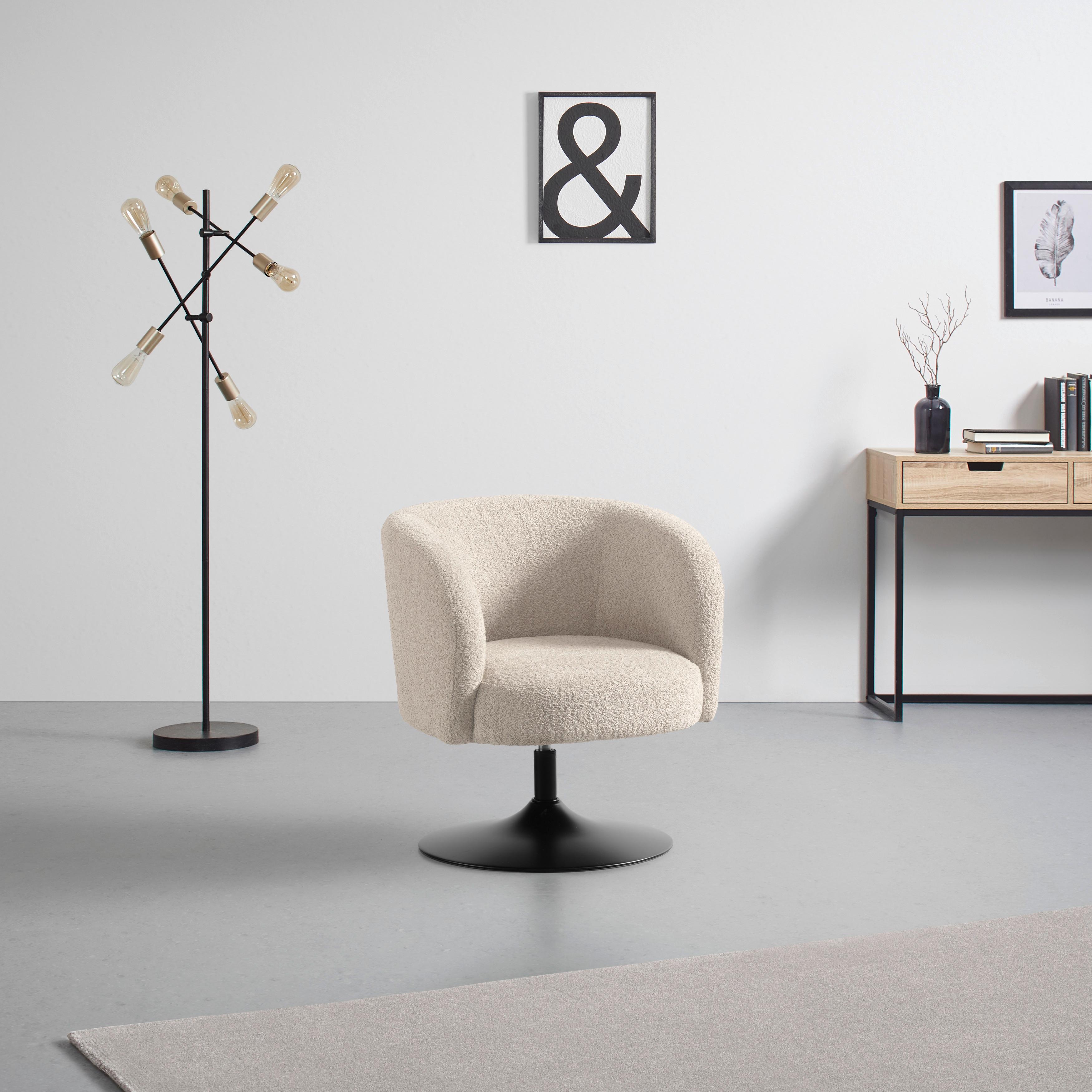 Drehstuhl Giro Beige - Beige/Silberfarben, MODERN, Textil/Metall (67/68/73cm) - Premium Living