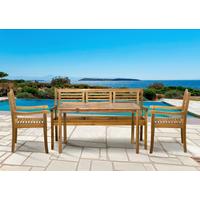 Gartentischgruppe 4-tlg. Naturfarben Akazienholz - Naturfarben, Natur, Holz - Gardenson