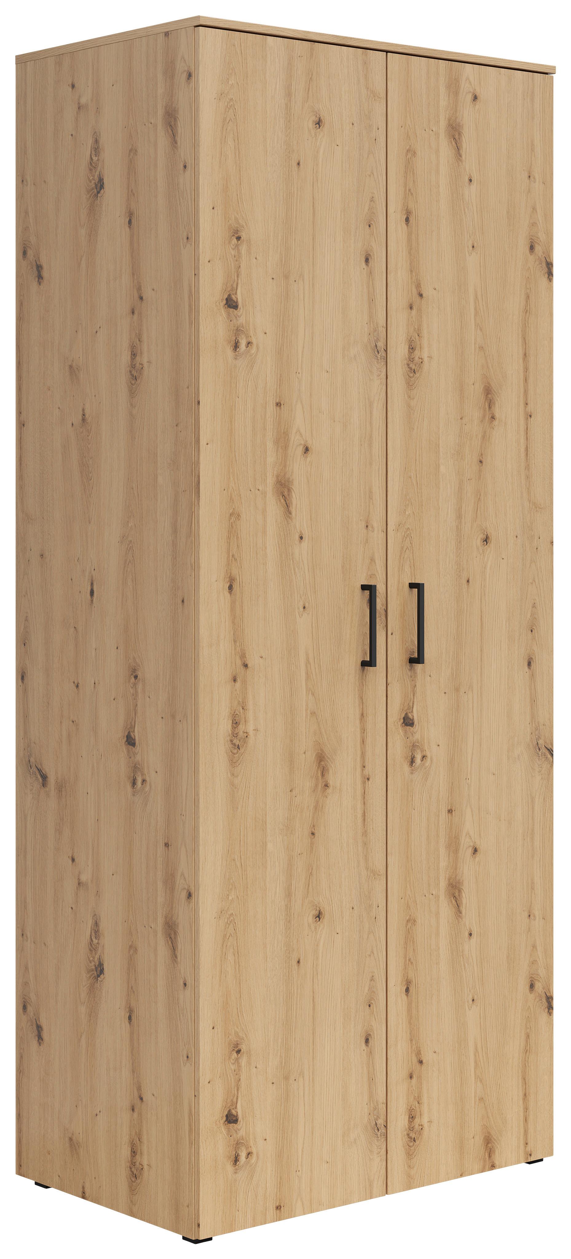 Schrank Multistauraum Eiche Artisan - Schwarz/Eiche Artisan, MODERN, Holzwerkstoff/Kunststoff (80/195/52cm) - Mömax