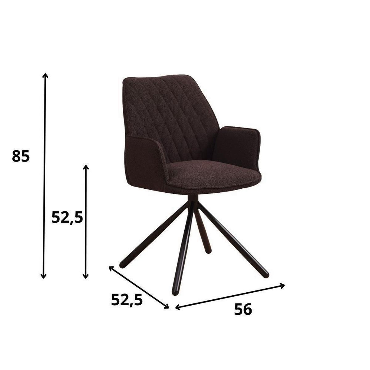 Armlehnstuhl-Set Reims ca. 56x97 cm 2er Set Braun - Schwarz/Braun, Design, Textil/Metall (56/97/52,5cm) - MID.YOU