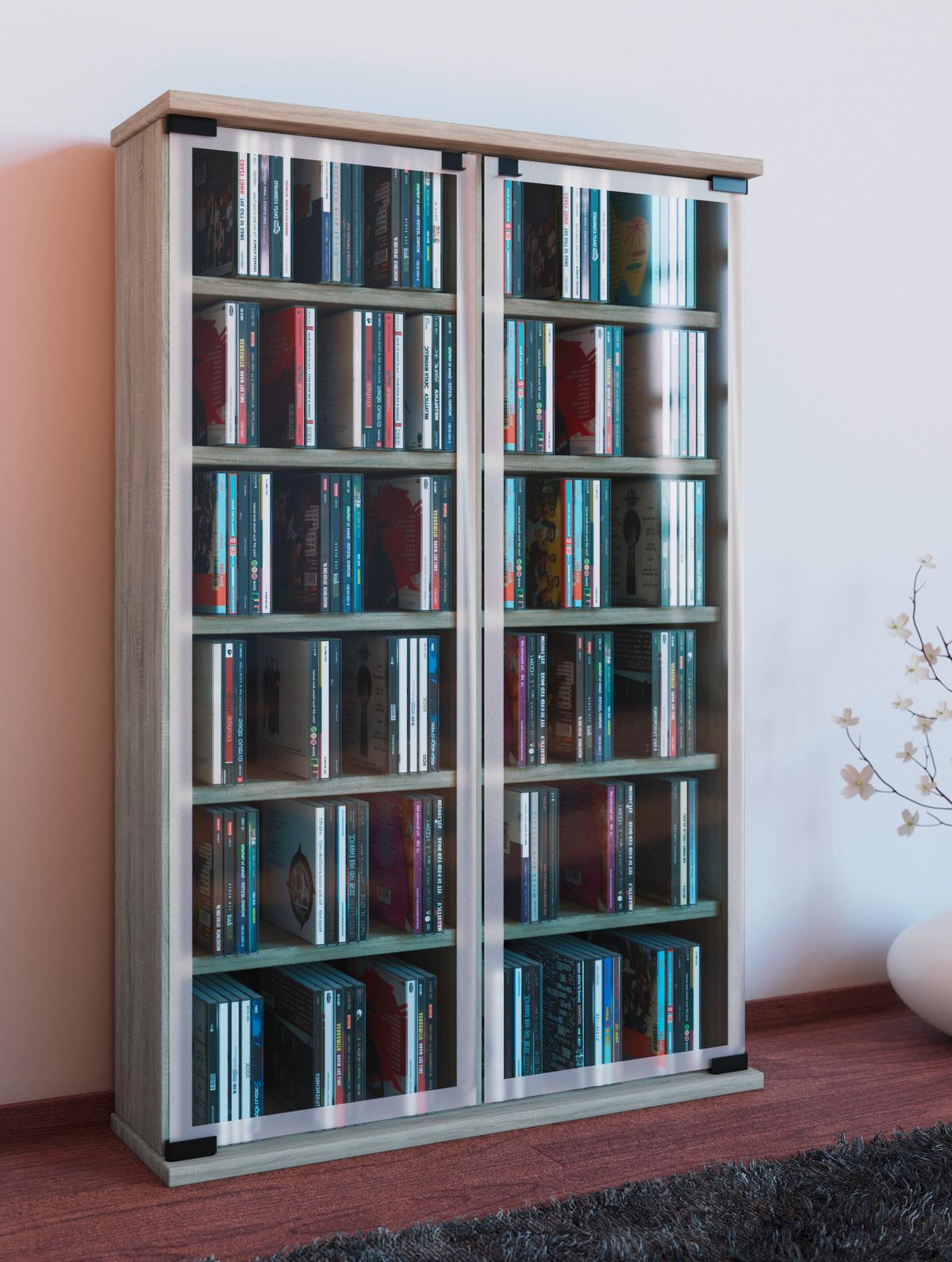 Regal Galerie, Hrast, 60 Cm - barve hrasta, Konvencionalno, steklo/leseni material (60/92/18cm) - MID.YOU