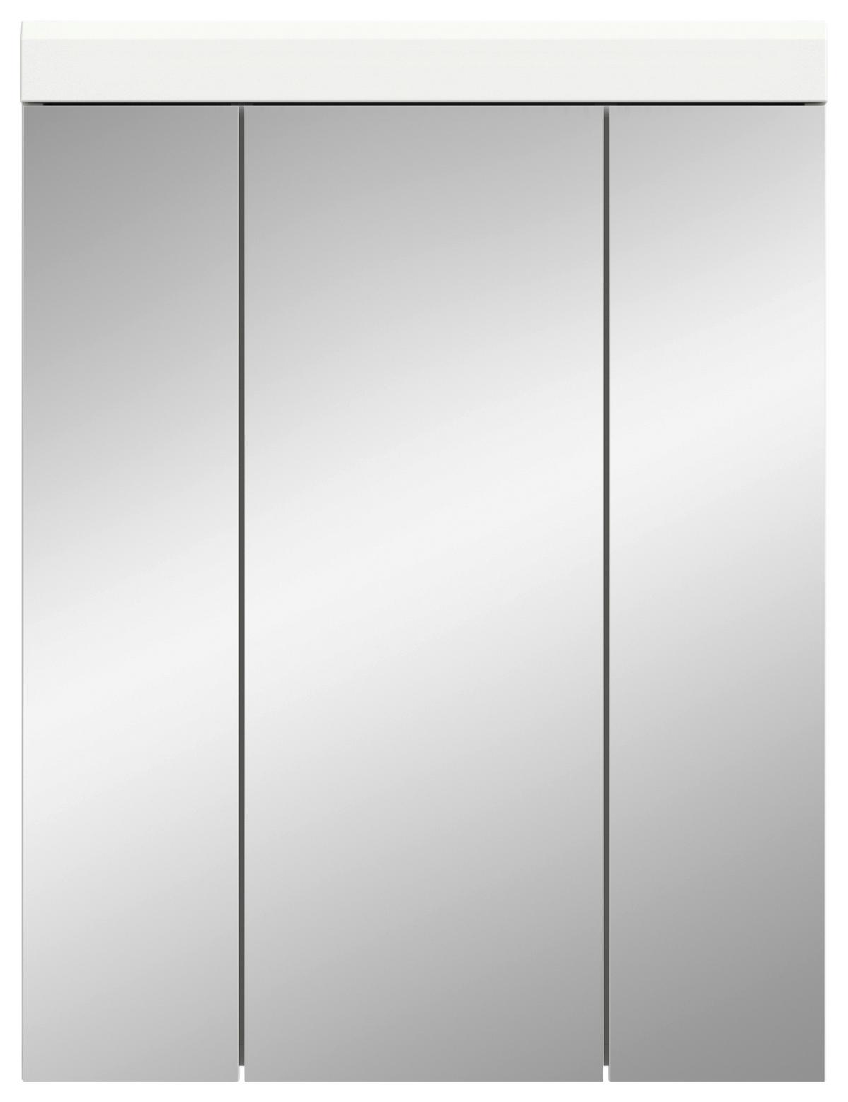 Omara Z Ogledalom Scout, Bela - bela/visoki sijaj, Moderno, steklo/leseni material (60/79/18cm) - MID.YOU