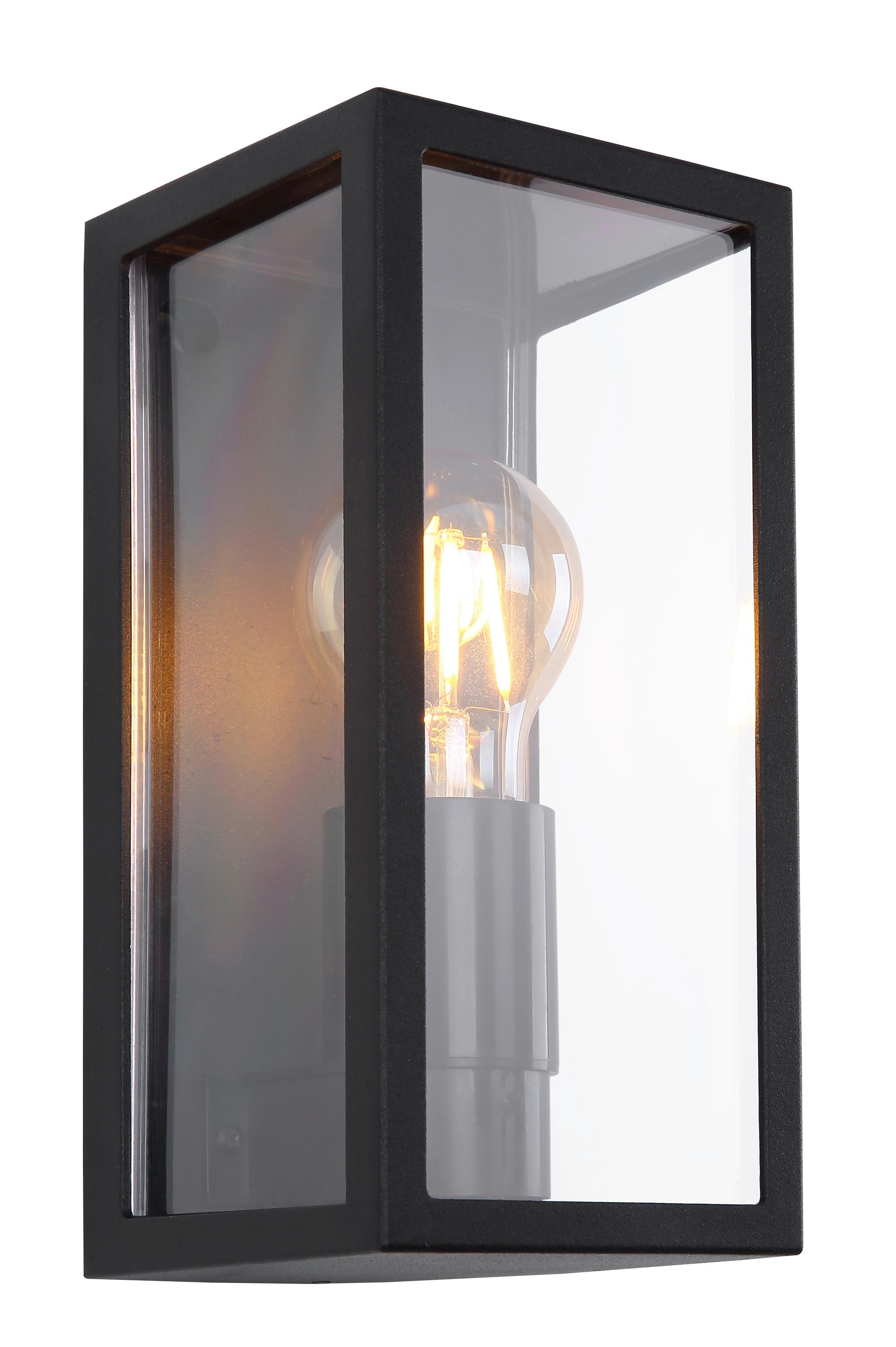 Außenleuchte Gundula Schwarz matt max. 15 Watt - Klar/Schwarz, Basics, Kunststoff/Metall (11/11/22,8cm) - Globo