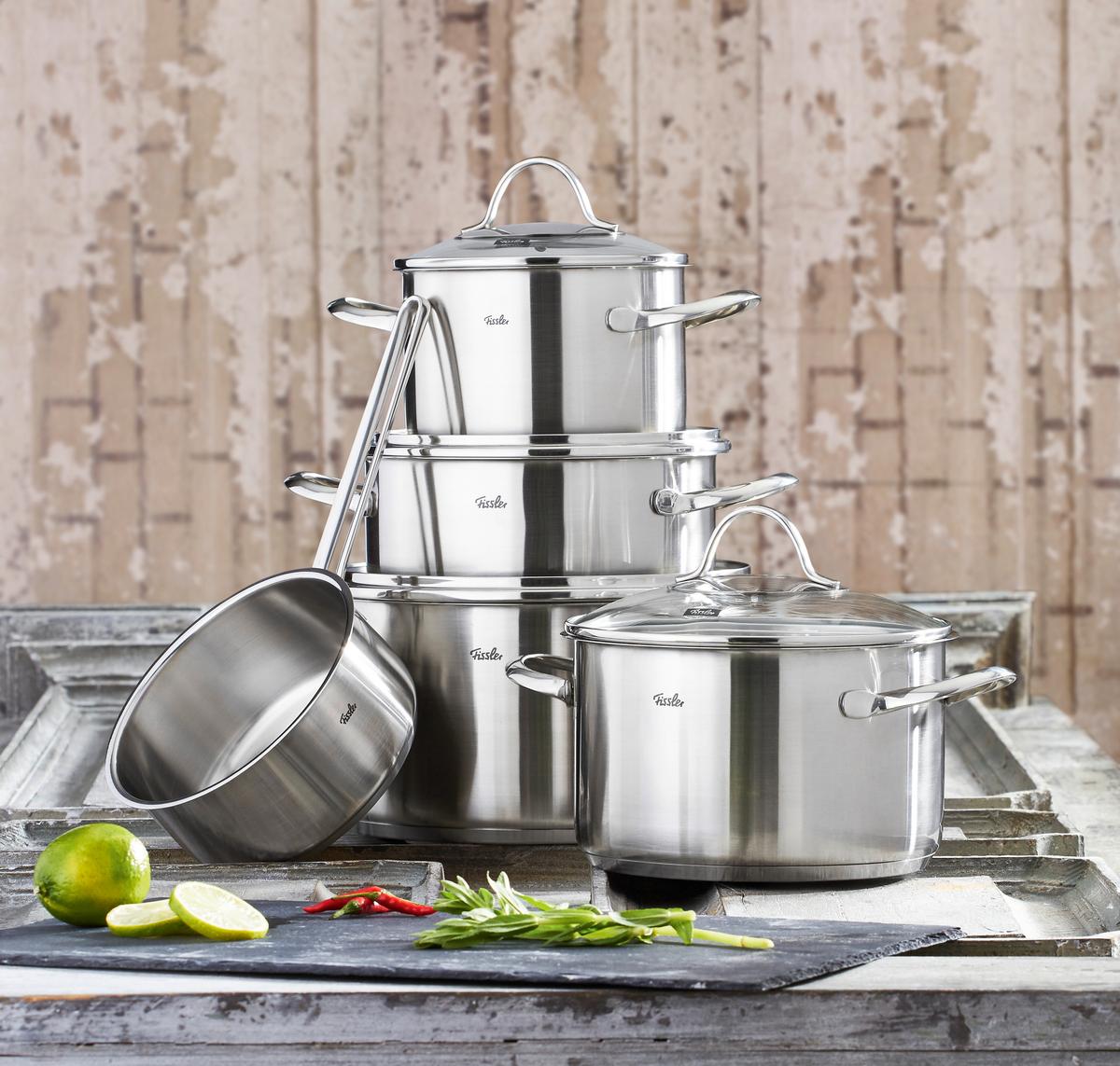 ZESTAW GARNKÓW 00211405000 FISSLER - kolor srebrny/przejrzysty, Basics, metal/szkło - Fissler