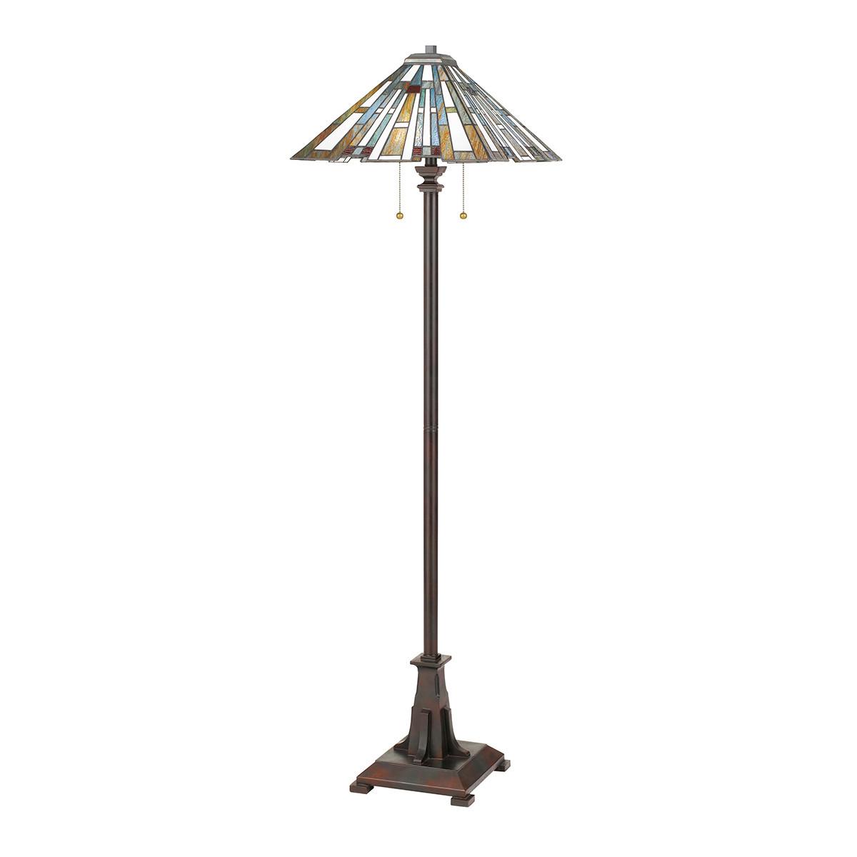 Állólámpa Qz-Maybeck-Fl - sötétbarna/többszínű, Konventionell, üveg/természetes anyagok (30/157.80cm) - Elstead Lighting