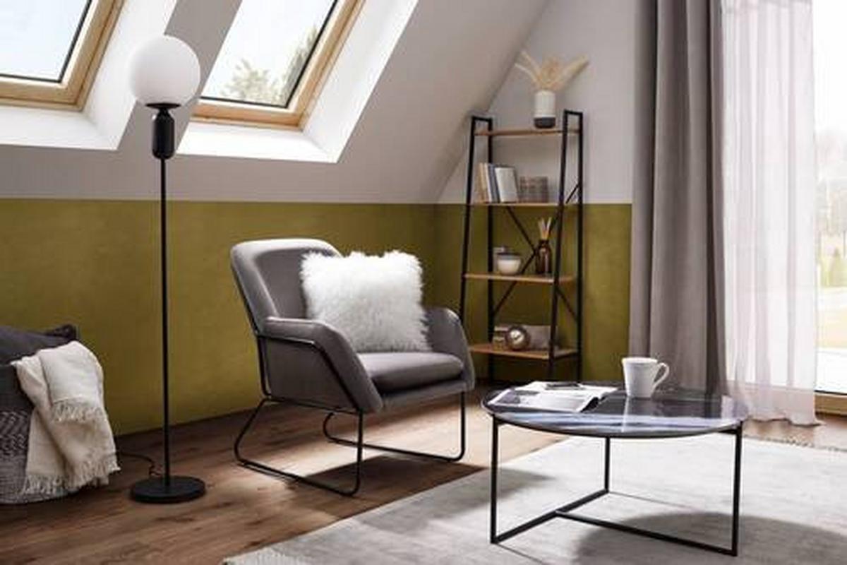 Sessel Kezia Dunkelgrau Samt - Dunkelgrau/Schwarz, MODERN, Textil/Metall (71/84/79cm) - Bessagi Home