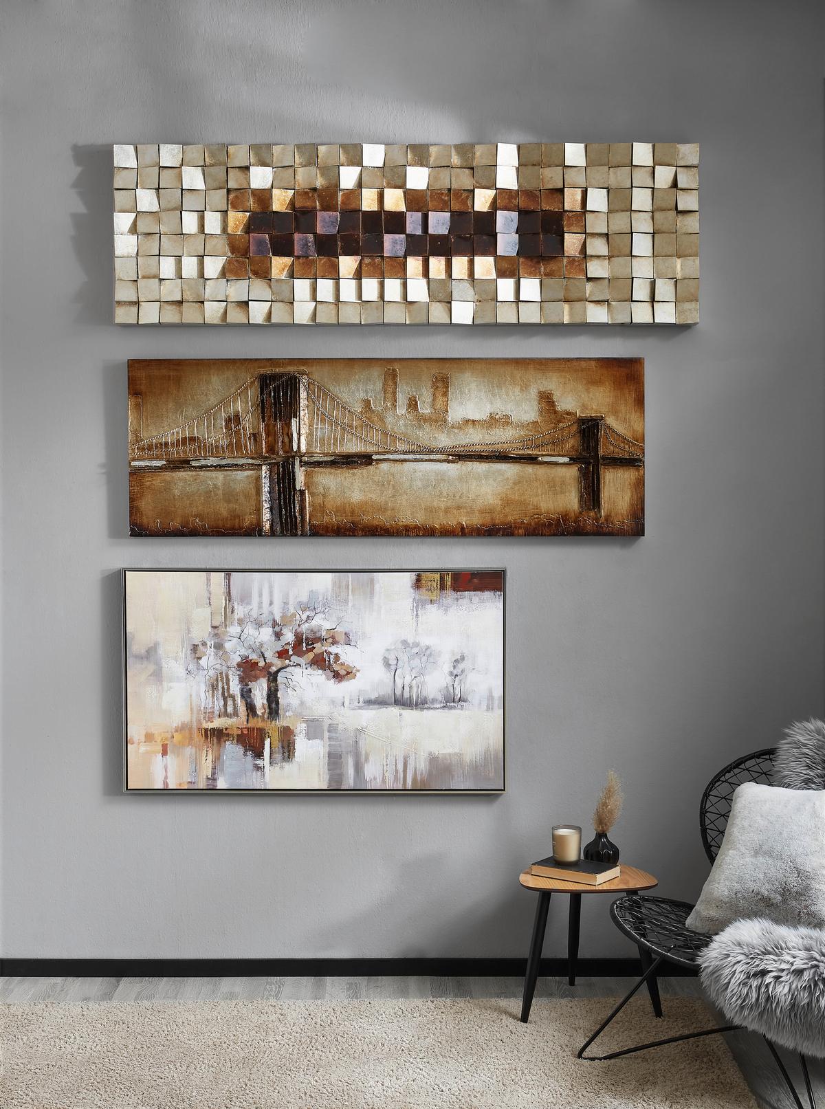 OBRAZ PRZESTRZENNY G120912XL - kolor srebrny/różnokolorowy, Design, tworzywo sztuczne/drewno (180/55cm) - Monee