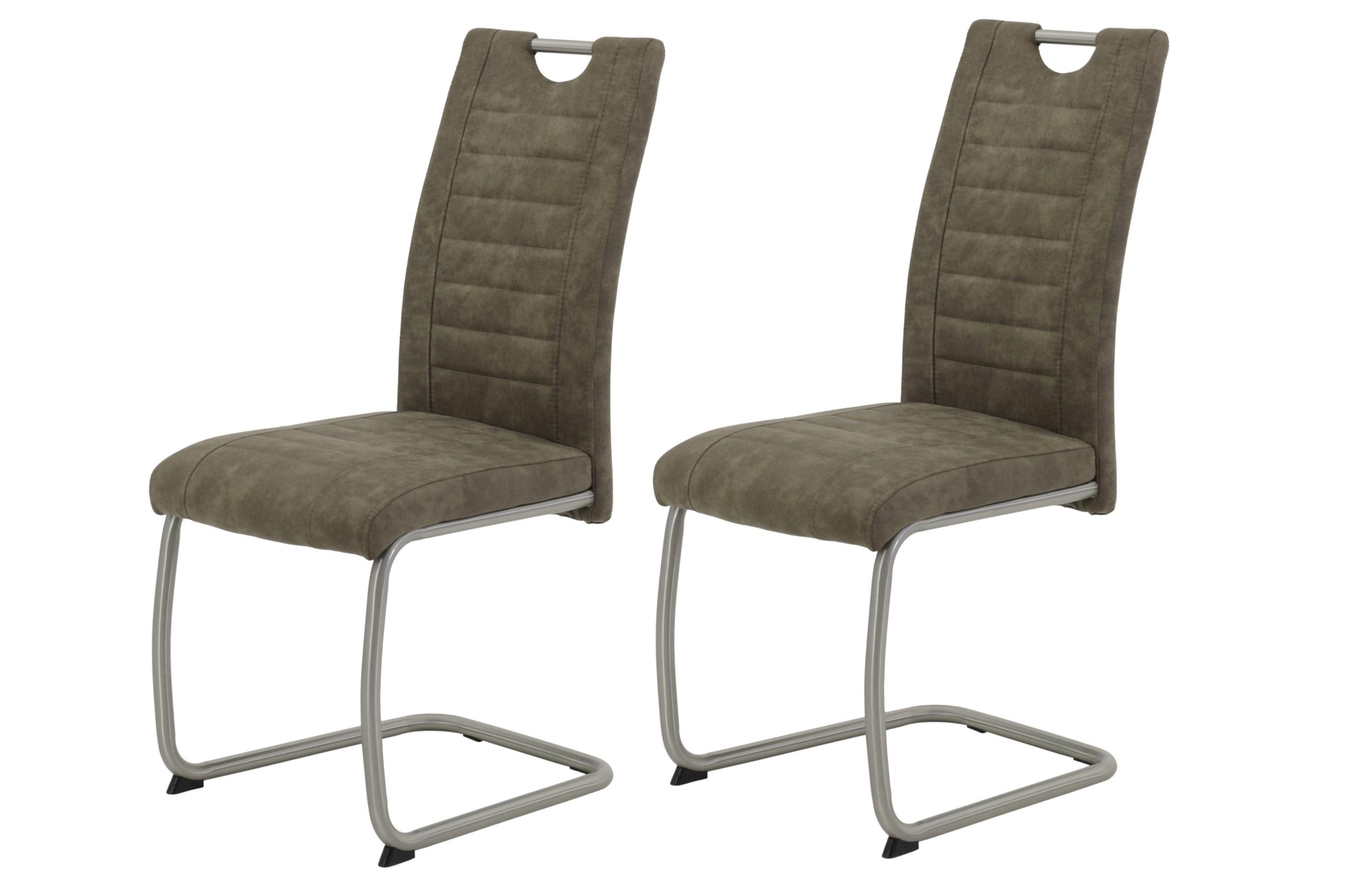 Schwingstuhl-Set Ulla 2er-Set Schlamm - Schlammfarben/Edelstahlfarben, MODERN, Textil/Metall (43/98/59cm) - MID.YOU