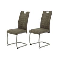 Schwingstuhl-Set Ulla 2er-Set Schlamm - Schlammfarben/Edelstahlfarben, MODERN, Textil/Metall (43/98/59cm) - MID.YOU
