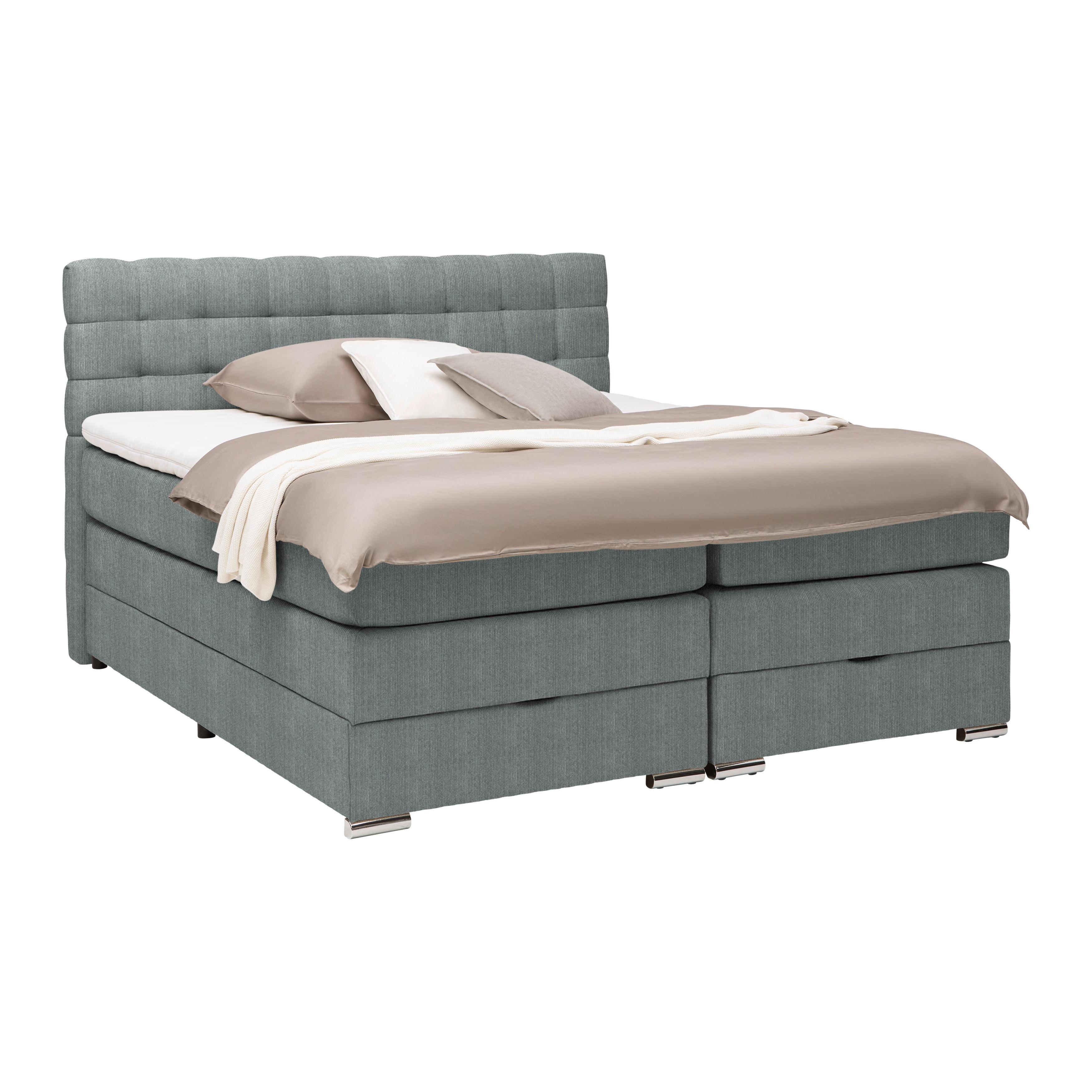 Boxspringbett London Dunkelgrau ca. 160x200cm - Chromfarben/Dunkelgrau, MODERN, Holz/Holzwerkstoff (160/200cm) - Premium Living