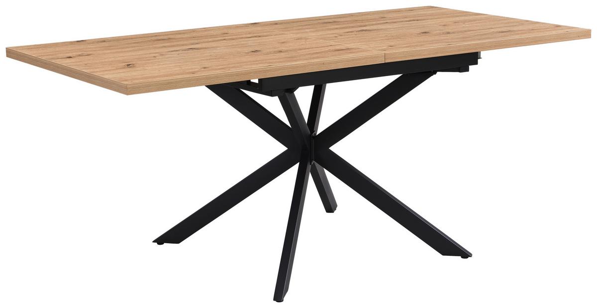 Jedilna Miza Elio, Barva Hrasta, 90-180x90 - črna/divji hrast, Trendi, kovina/leseni material (90-180/75/90cm)