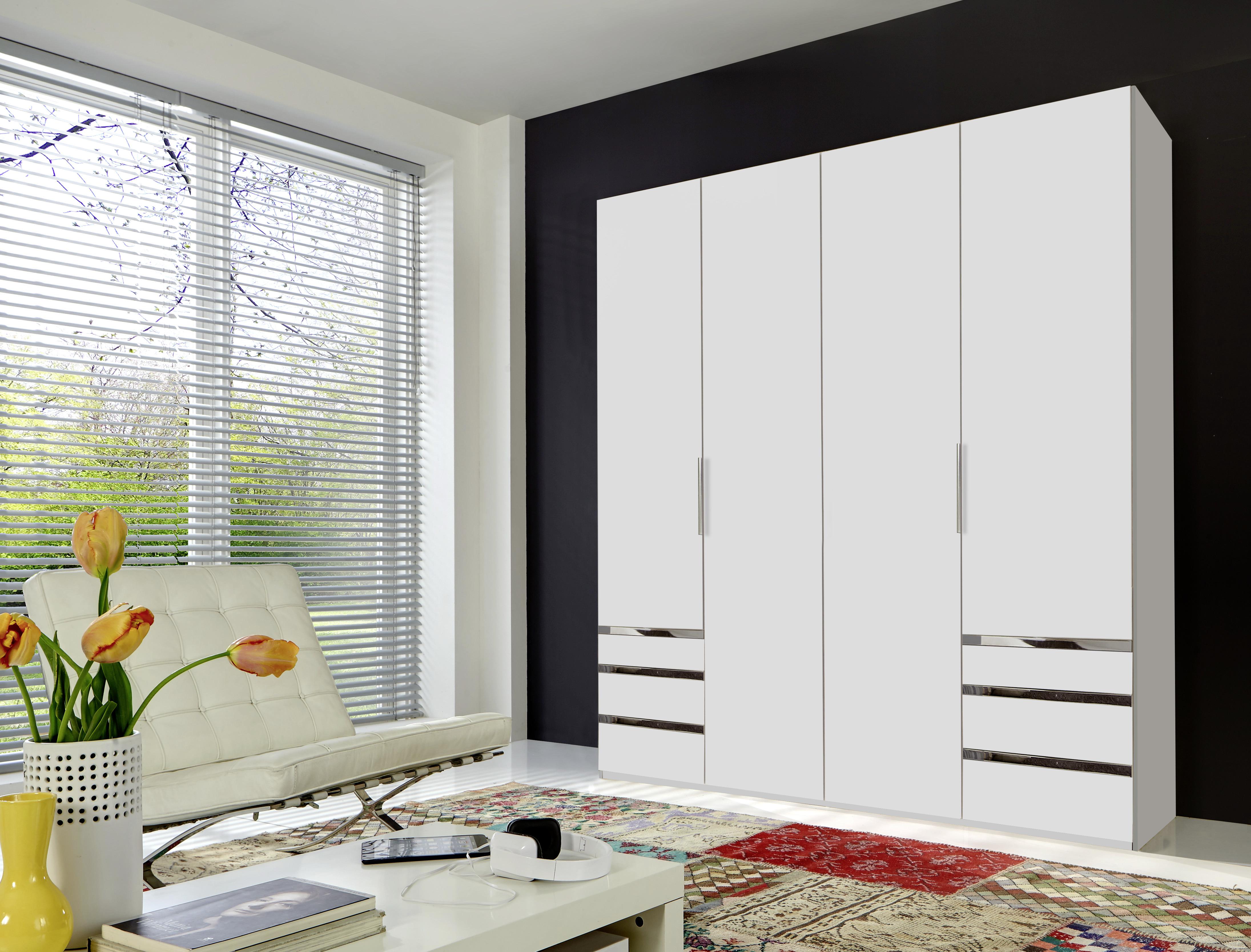 Drehtürenschrank Level 36A ca. 200x216x58 cm Alpinweiß - Chromfarben/Weiß, MODERN, Holzwerkstoff/Kunststoff (200/216/58cm) - MID.YOU