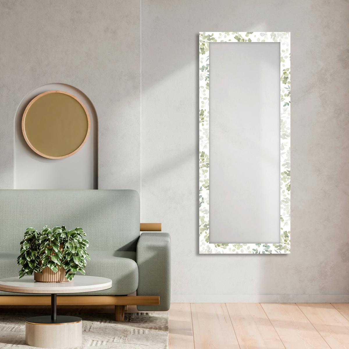 Oglindă Mediterraneo - alb/verde, Modern, sticlă/material pe bază de lemn (71/172/3cm) - Premium Living
