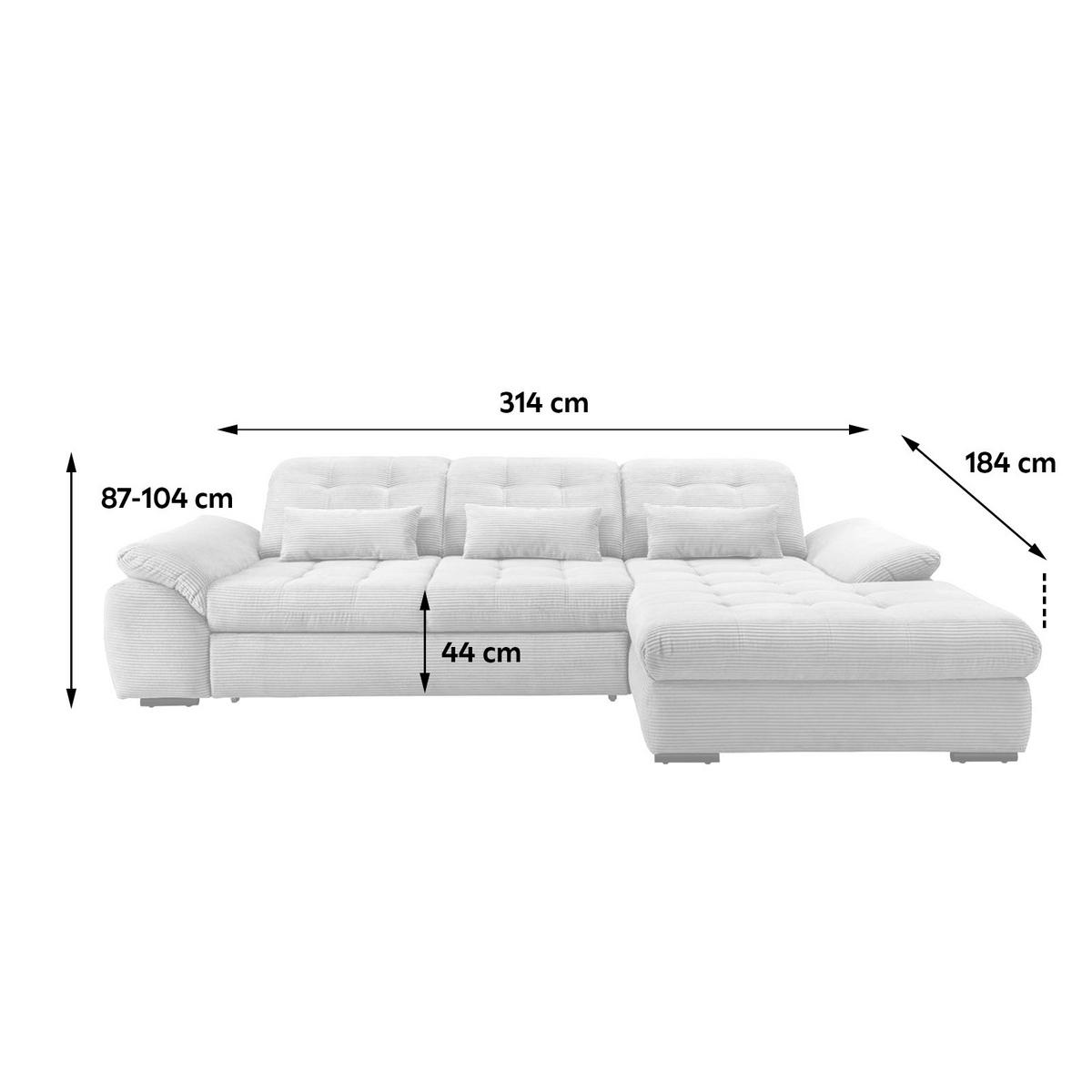 Ecksofa mit Bettkasten Rigatti ca. 314x184 cm Beige - Beige/Schwarz, MODERN, Textil/Metall (314/184cm) - Livetastic