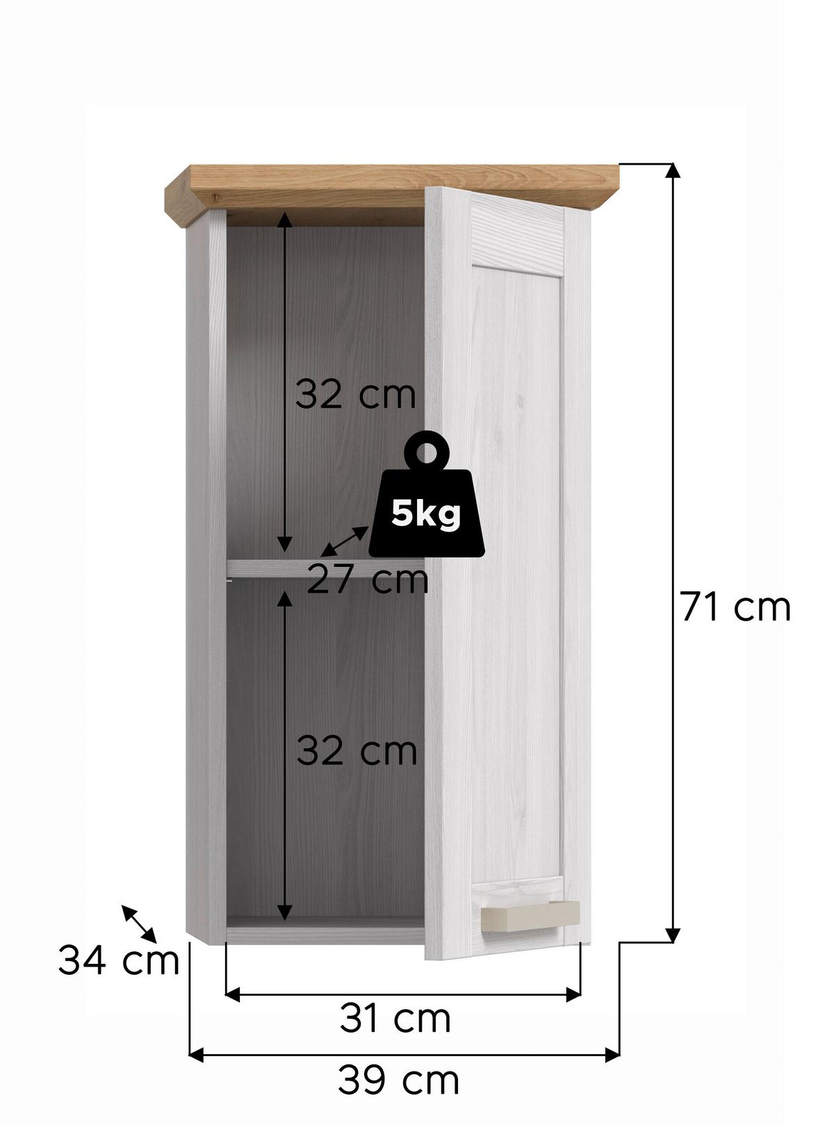 Hängeschrank Verona Lärchefarben/Eiche Artisan - Silberfarben/Lärchefarben, Trend, Holzwerkstoff/Kunststoff (39/71/34cm) - MID.YOU