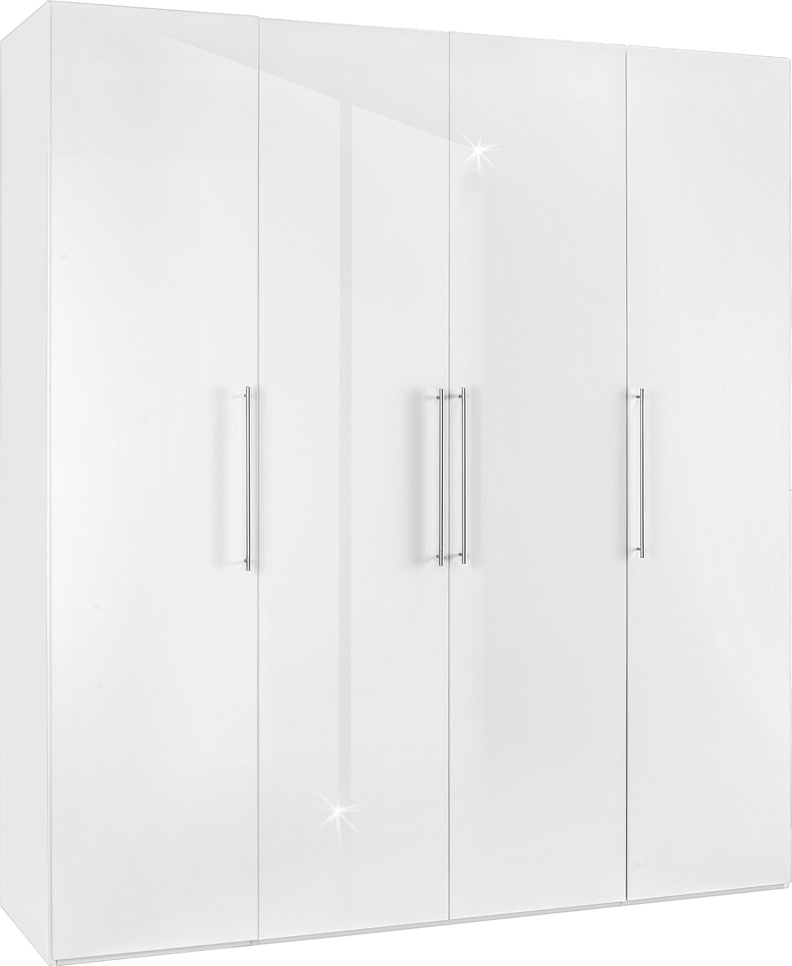Drehtürenschrank Glossy in Weiß/Weiß Hochglanz - Chromfarben/Weiß, MODERN, Holzwerkstoff/Metall (196/219/60cm) - Mömax