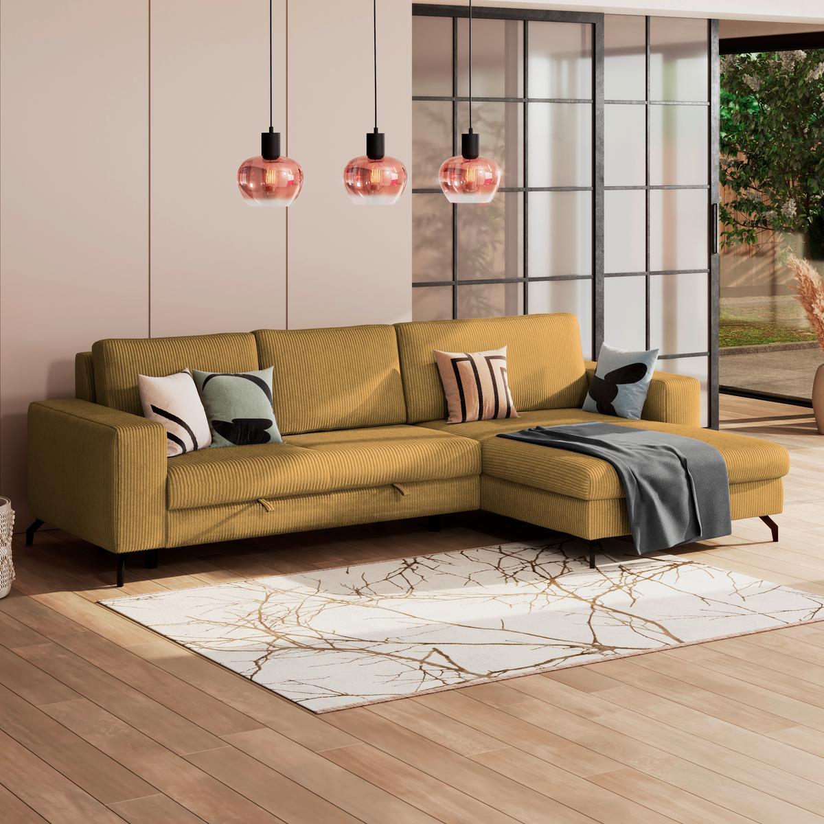 Kutna Garnitura Cloud - boje senfa, Trend, tekstil (290/178cm) - Modern Living