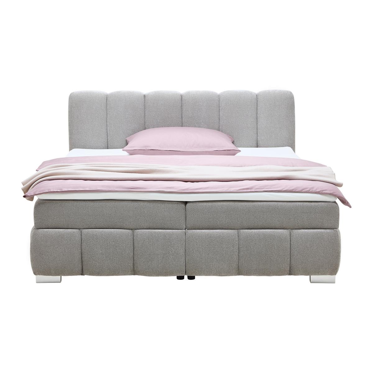 Boxbett Elaris Graubraun ca. 140x200cm - Chromfarben/Graubraun, KONVENTIONELL, Kunststoff/Textil (140/200cm) - Mömax