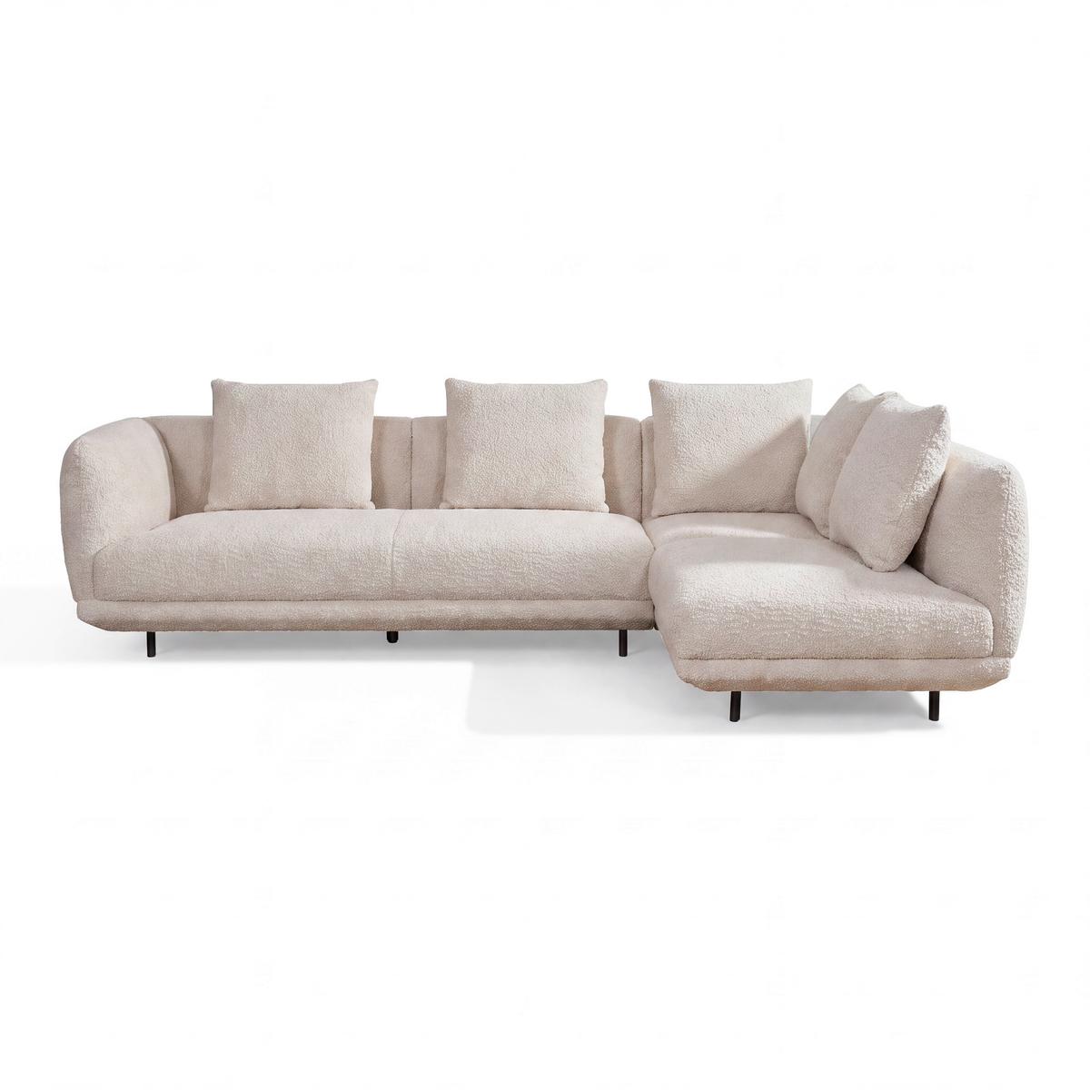 Wohnlandschaft Celina Webstoff Hellgrau - Hellgrau/Schwarz, MODERN, Holz/Textil (278/180cm) - Bessagi Home