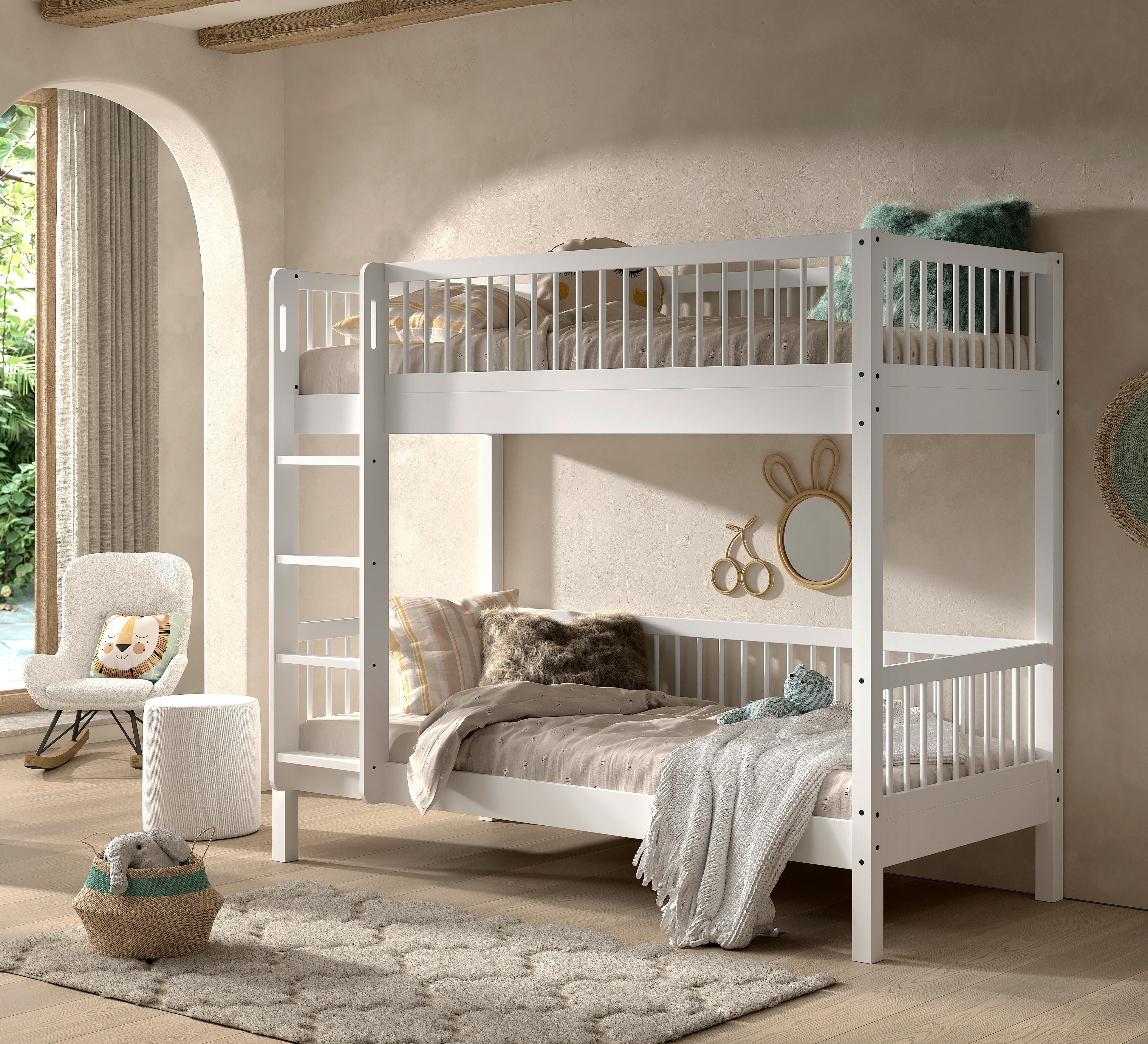Etagenbett Forrest Holz Weiß lackiert - Weiß, MODERN, Holz (90/200cm) - Vipack