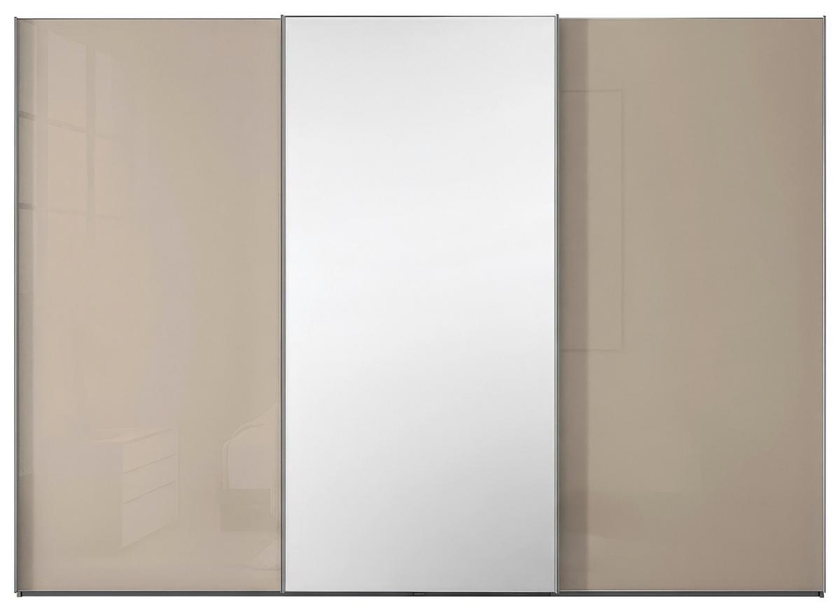 Schwebetürenschrank Lumos Sandfarben - Sandfarben/Alufarben, KONVENTIONELL, Glas/Holzwerkstoff (249/222/68cm) - Based