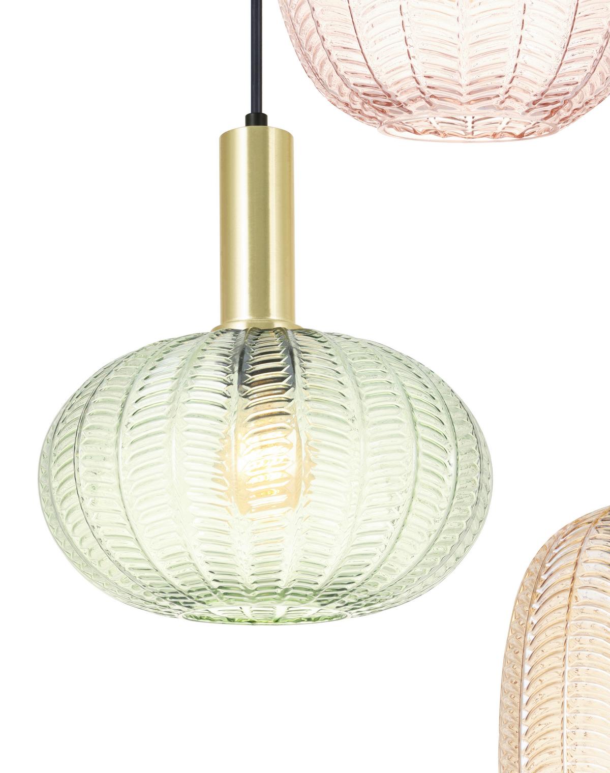 Hängeleuchte Bunti Multicolor max. 25 Watt - Pink/Goldfarben, MODERN, Glas/Metall (45/45/120cm)