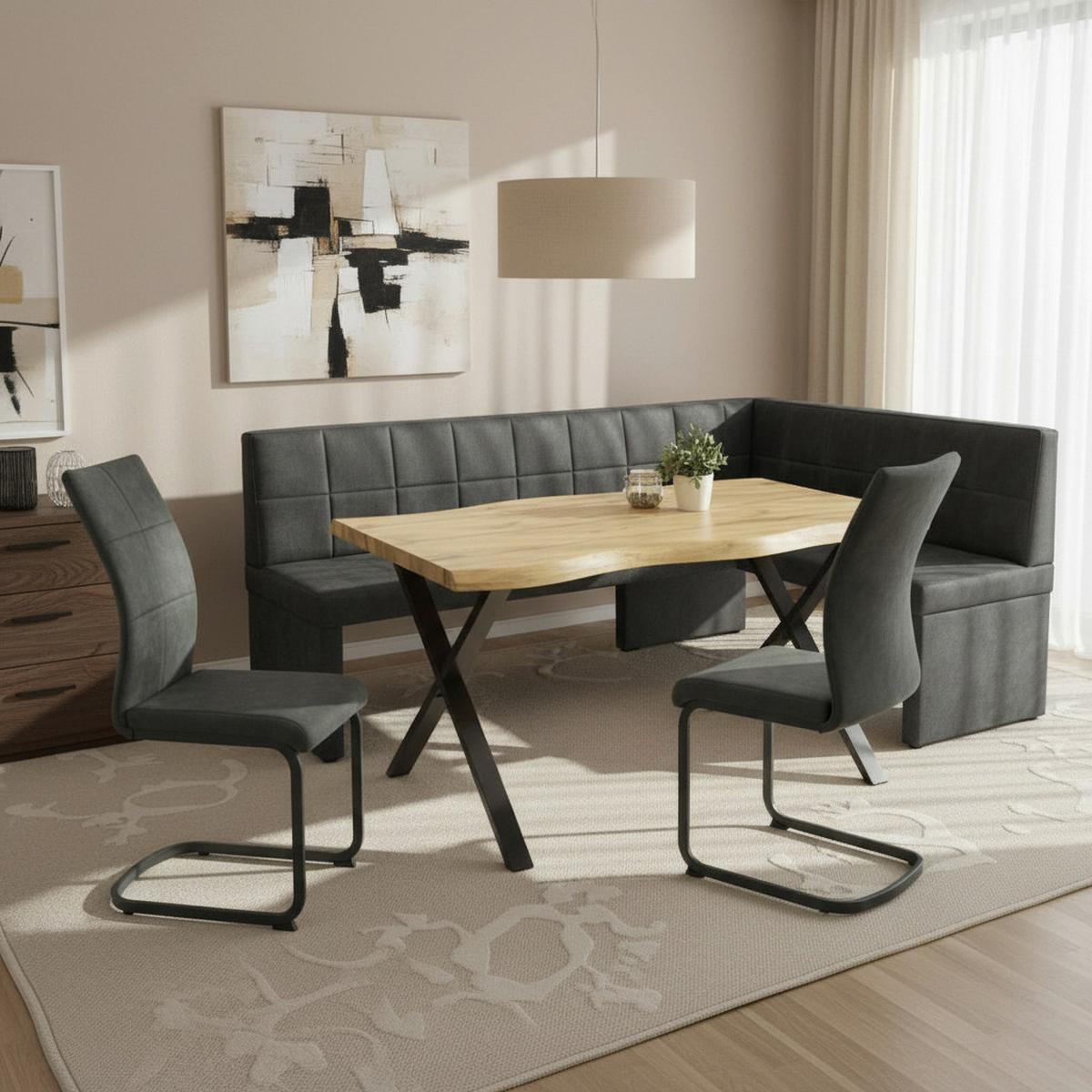 SCHWINGSTUHL-SET MELANIE S 4ER-SET - Anthrazit/Schwarz, MODERN, Textil/Metall (42/98/60cm) - MID.YOU