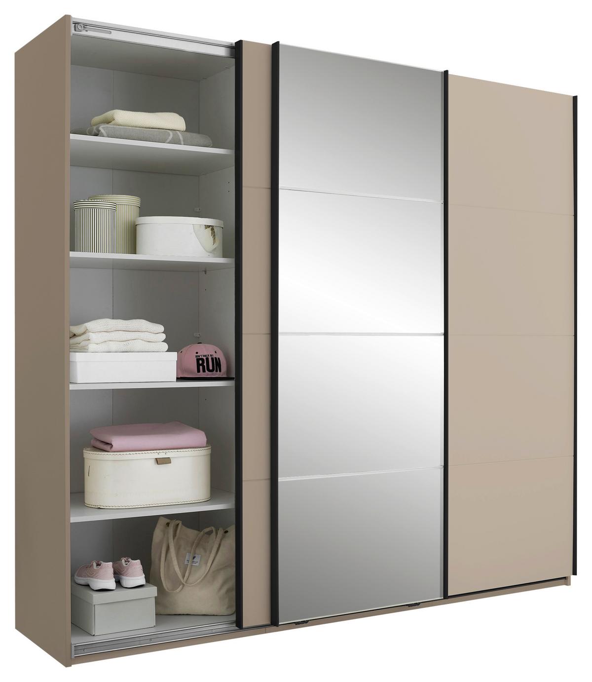 Ormar S Kliznim Vratima Carano - kašmir/crna, Konvencionalno, staklo/drvni materijal (215/204/63cm) - Modern Living