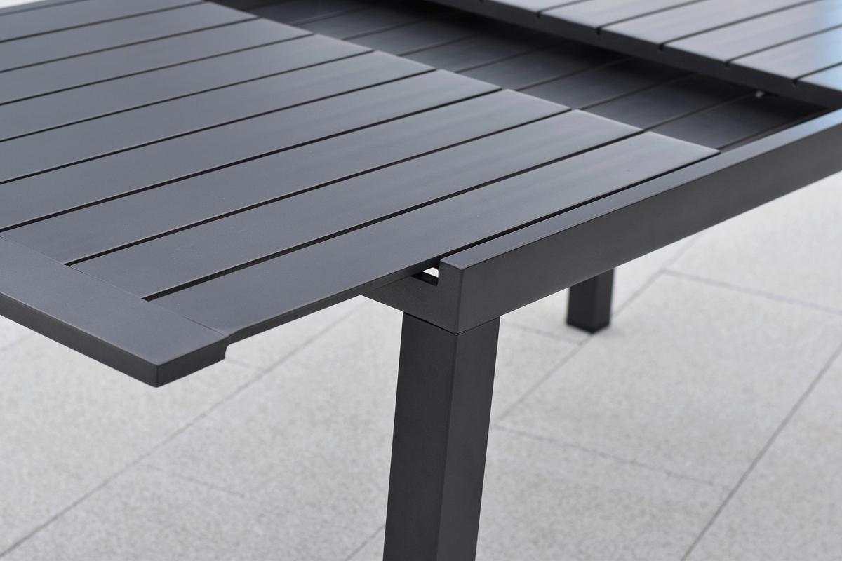 Gartentischgruppe Siros 5-tlg. Graphitfarben - Graphitfarben, KONVENTIONELL, Textil/Metall - Gardenson