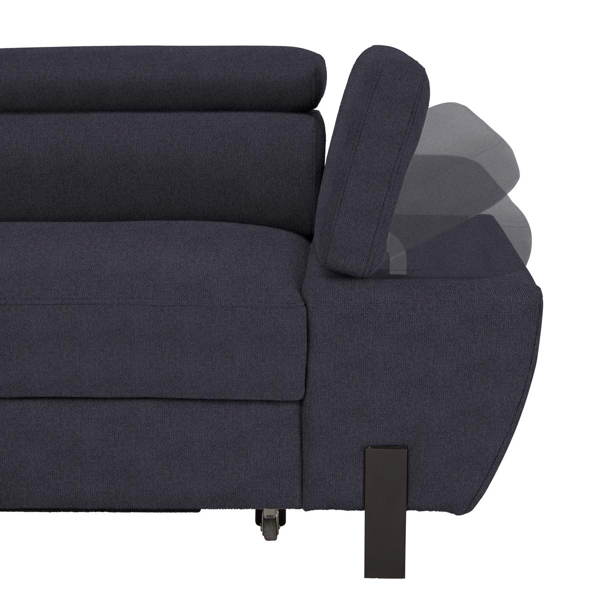 Wohnlandschaft Molina Mini in Dunkelblau - Schwarz/Dunkelblau, MODERN, Textil/Metall (189/277cm) - Mömax