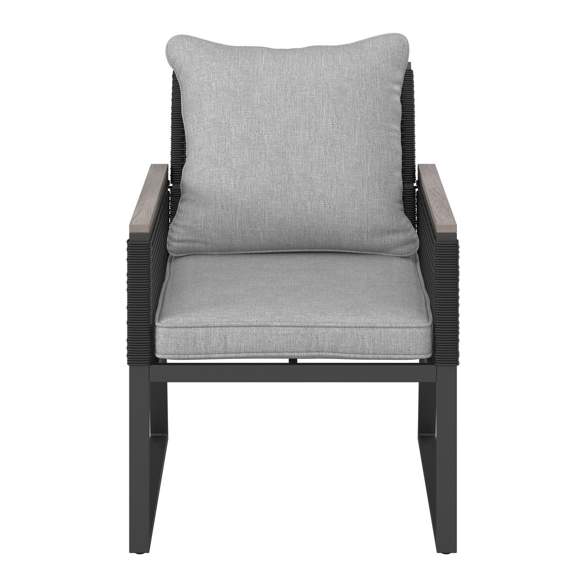 Loungegarnitur Paulina Hellgr. Metall/Textil - Hellgrau/Schwarz, Modern, Glas/Kunststoff (106/74/70,5cm) - Bessagi Garden