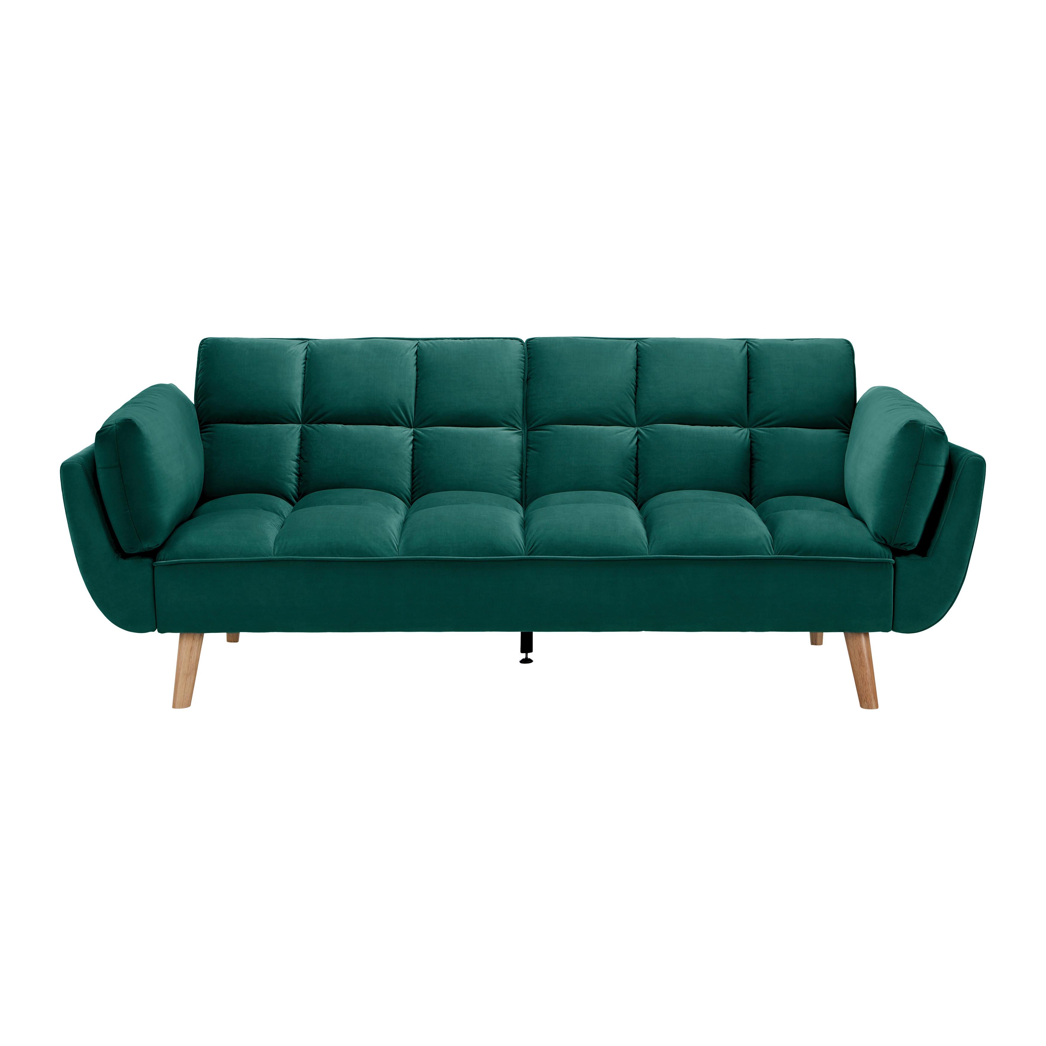 SCHLAFSOFA CORA - Naturfarben/Grün, MODERN, Holz/Textil (214/92/81cm) - Bessagi Home