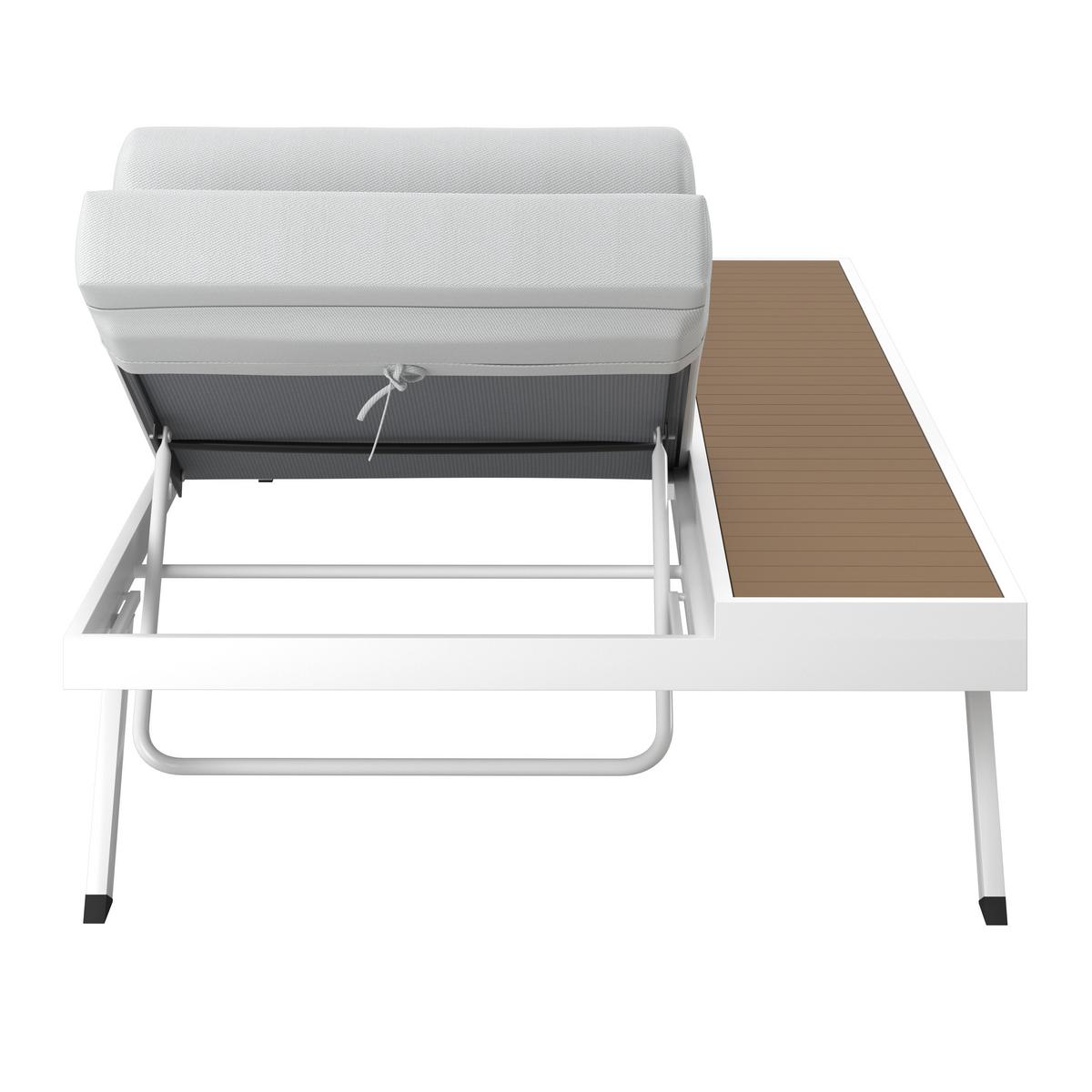 Gartenliege Avolina Steingrau Outdoorstoff/Metall +Abdeckung - Hellgrau/Weiß, MODERN, Kunststoff/Textil (199/30/86cm) - Bessagi Garden
