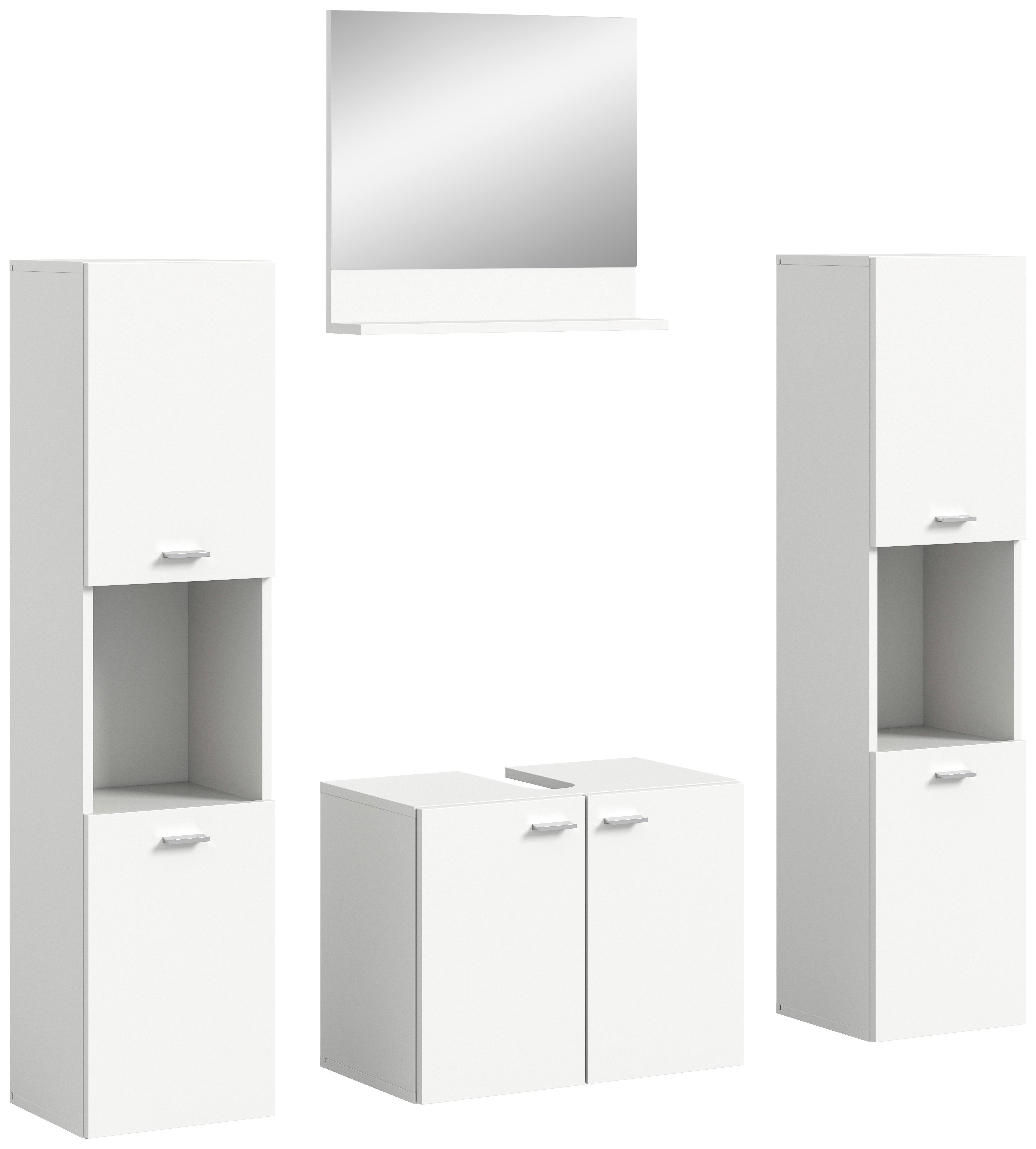 Kopalnica Boston, Bela, 4-Delna - srebrne barve/bela, Moderno, umetna masa/steklo (117cm) - MID.YOU
