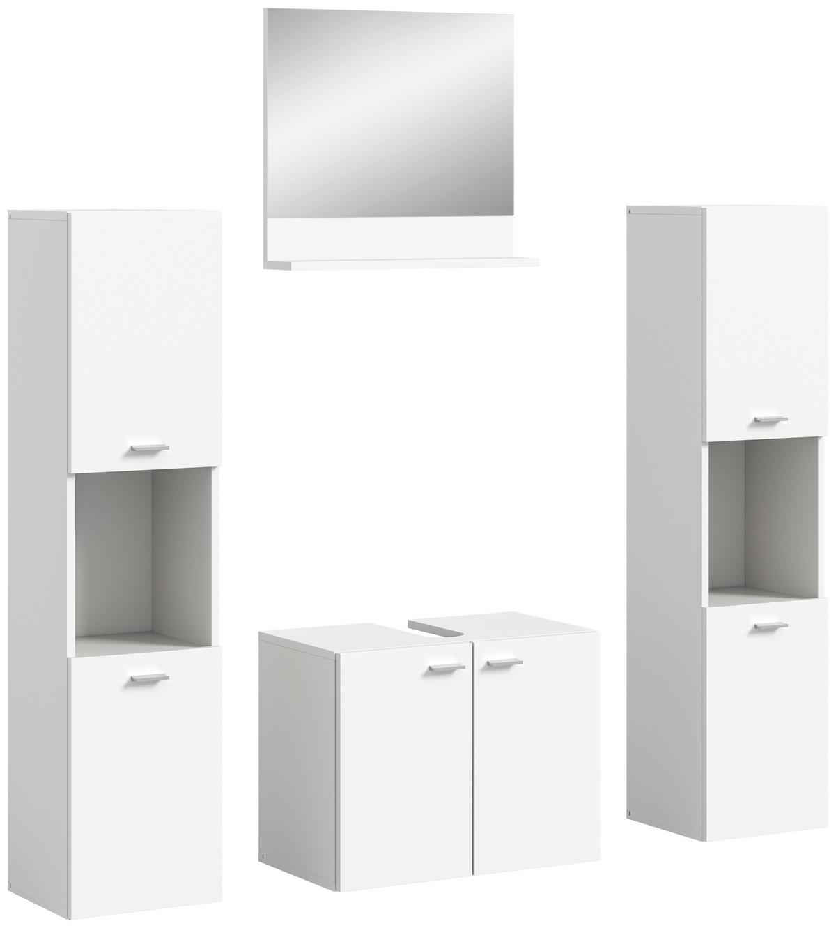 Kopalnica Boston, Bela, 4-Delna - srebrne barve/bela, Moderno, umetna masa/steklo (117cm) - MID.YOU